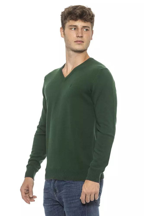 Conte of Florence Elegant Green V-Neck Men's Men's Sweater