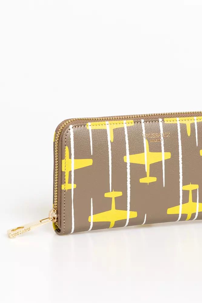 Trussardi Elegant Striped Leather Zip Women's Wallet