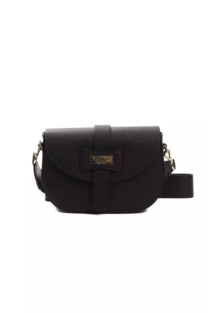 Pompei Donatella Elegant Black Leather Crossbody Women's Bag