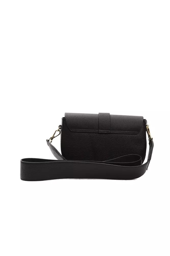 Pompei Donatella Elegant Black Leather Crossbody Women's Bag