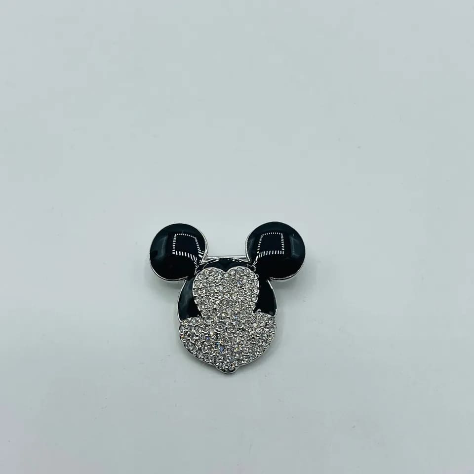 Swarovski Crystal Silver Encrusted Mickey Mouse Pin