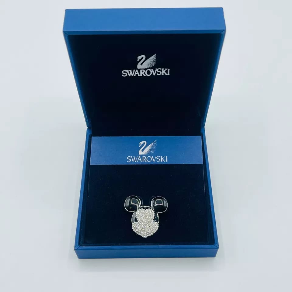 Swarovski Crystal Silver Encrusted Mickey Mouse Pin