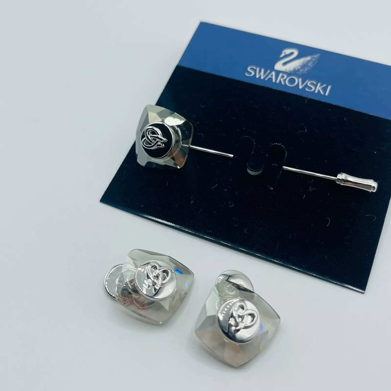Swarovski Gray Crystal with Pendant Cuff Links