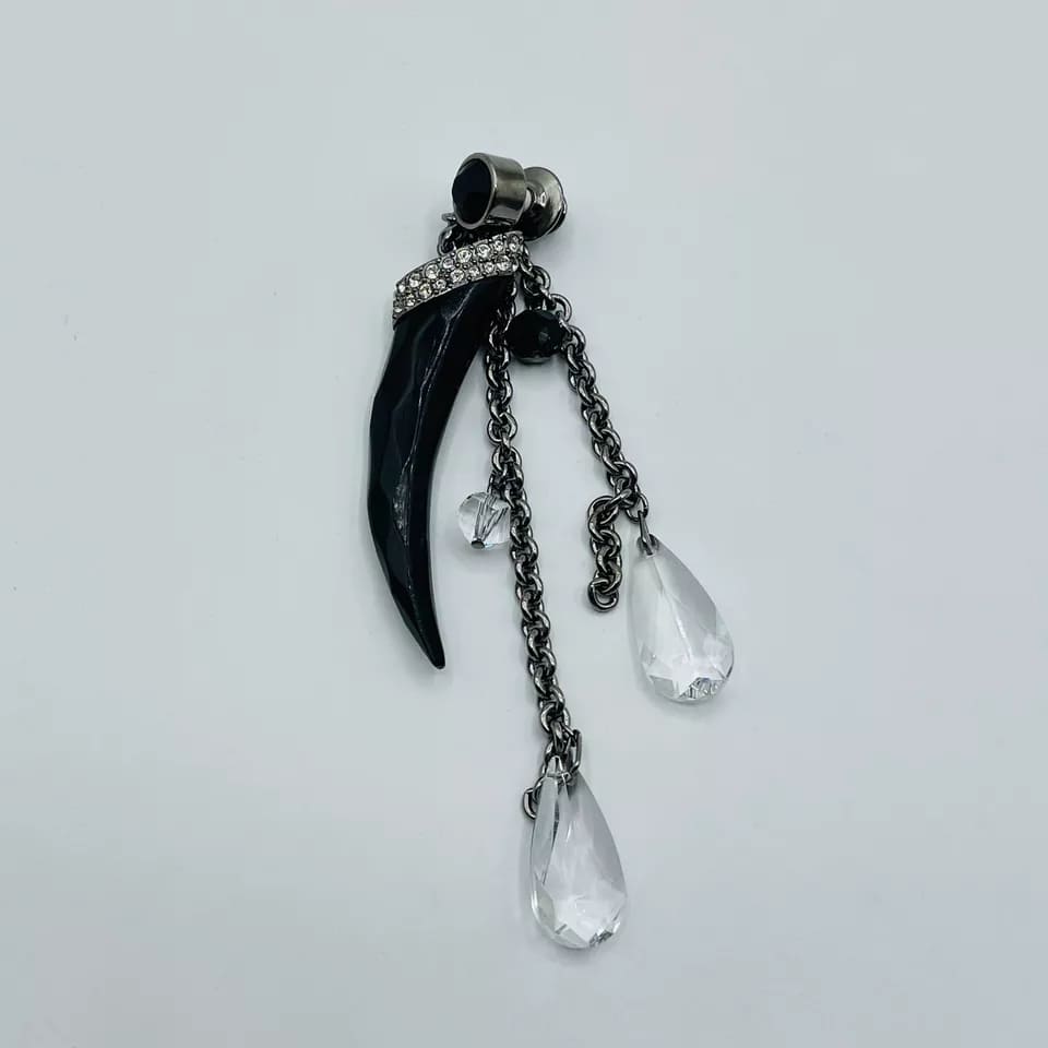 Swarovski Chill Black Long Tooth Crystal Brooch Pin