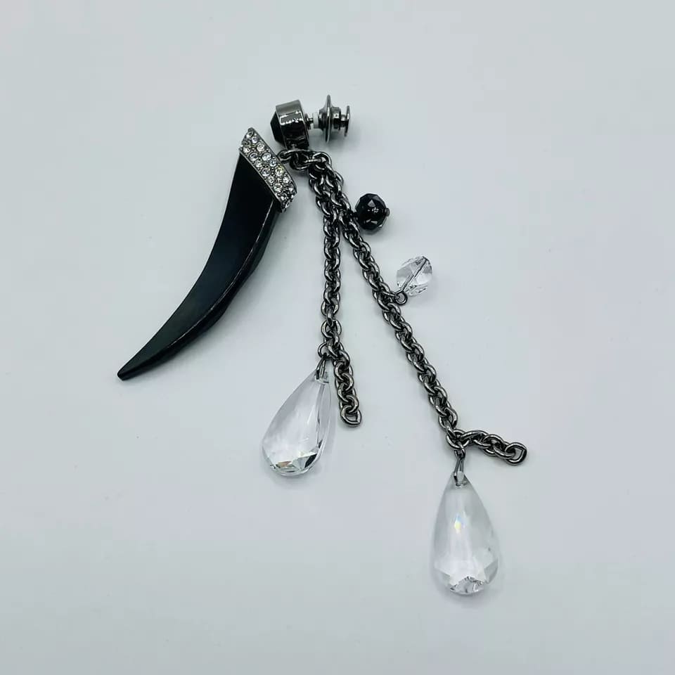 Swarovski Chill Black Long Tooth Crystal Brooch Pin