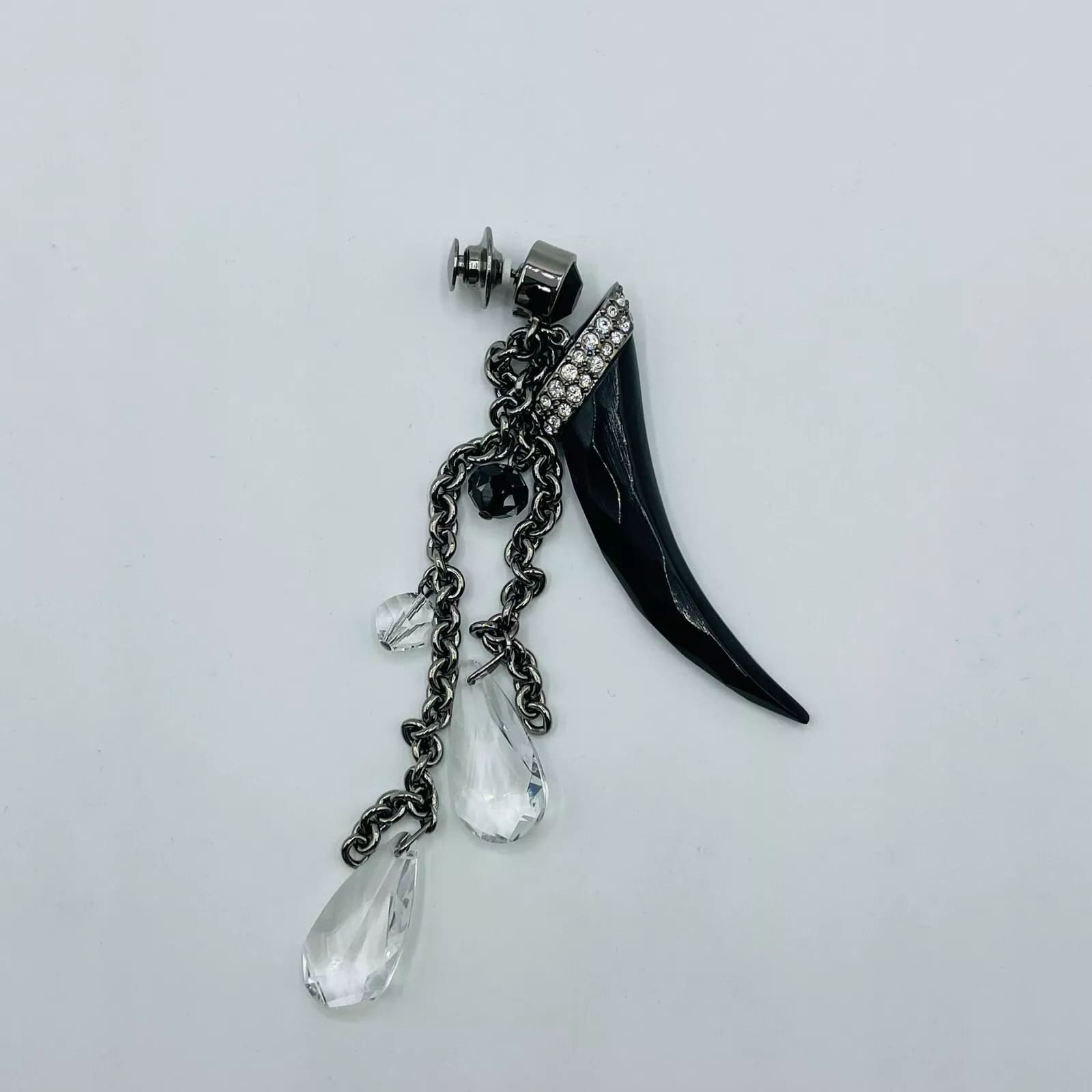 Swarovski Chill Black Long Tooth Crystal Brooch Pin