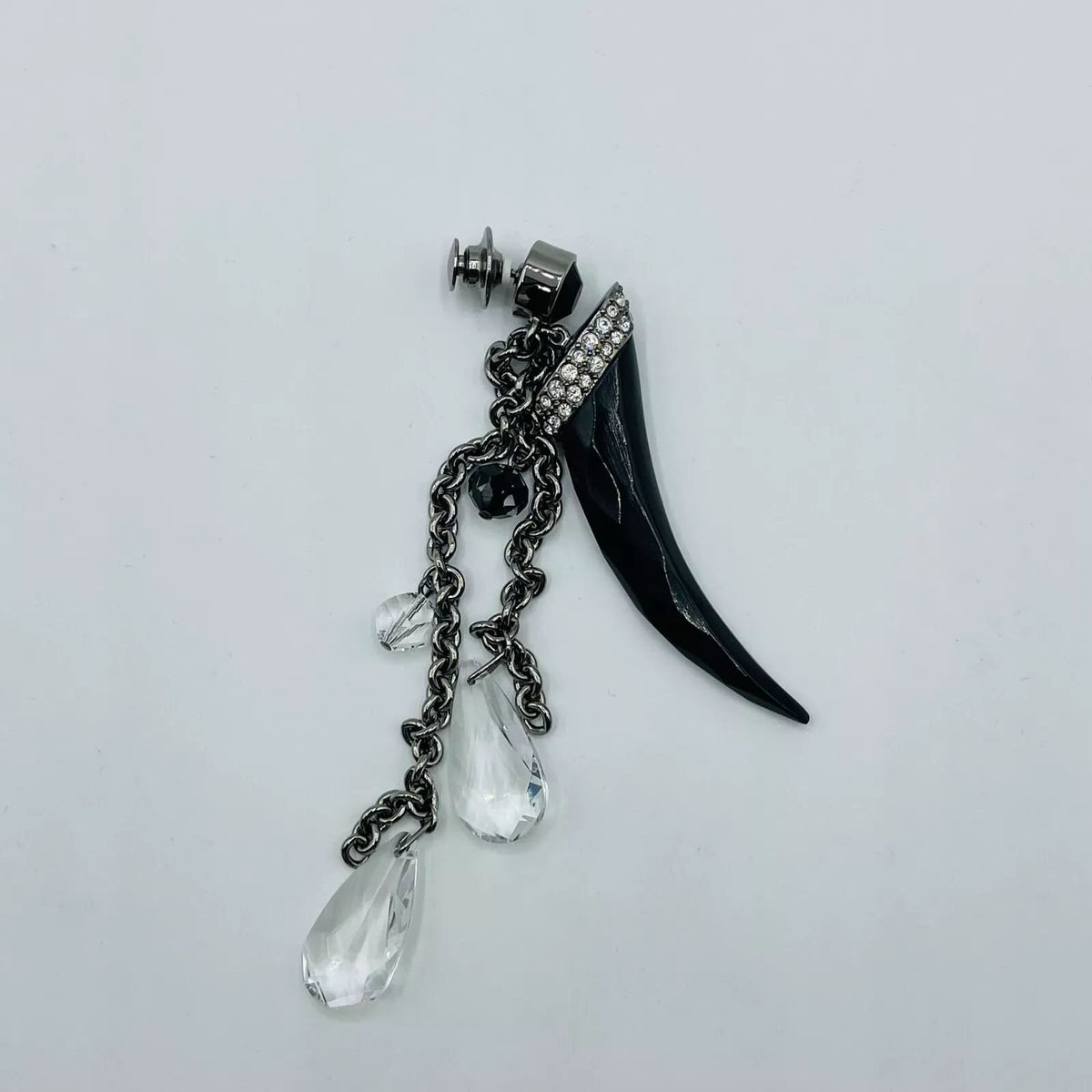 Swarovski Chill Black Long Tooth Crystal Brooch Pin