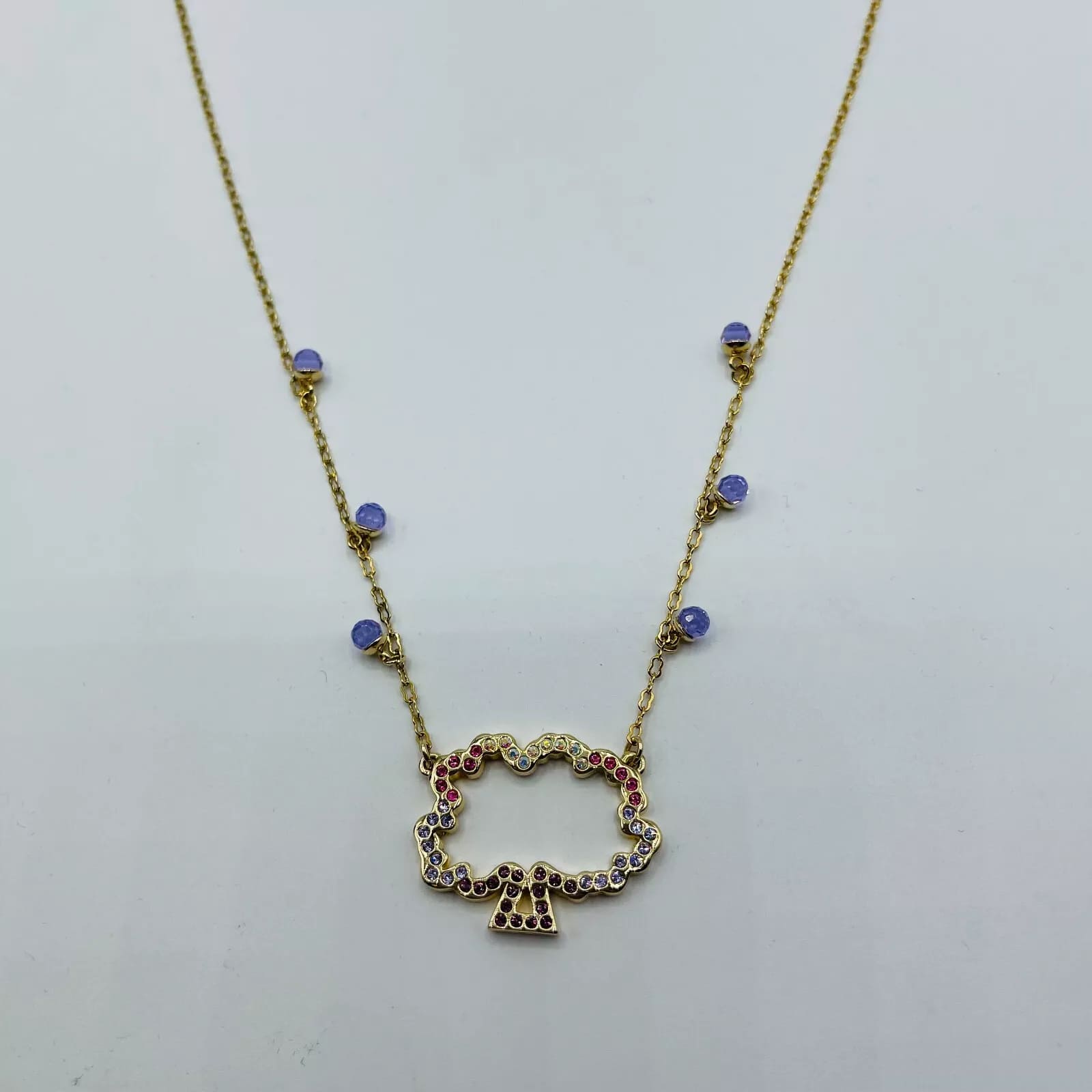 Swarovski Gold Jeweled Pink and White Tree Necklace with Chain