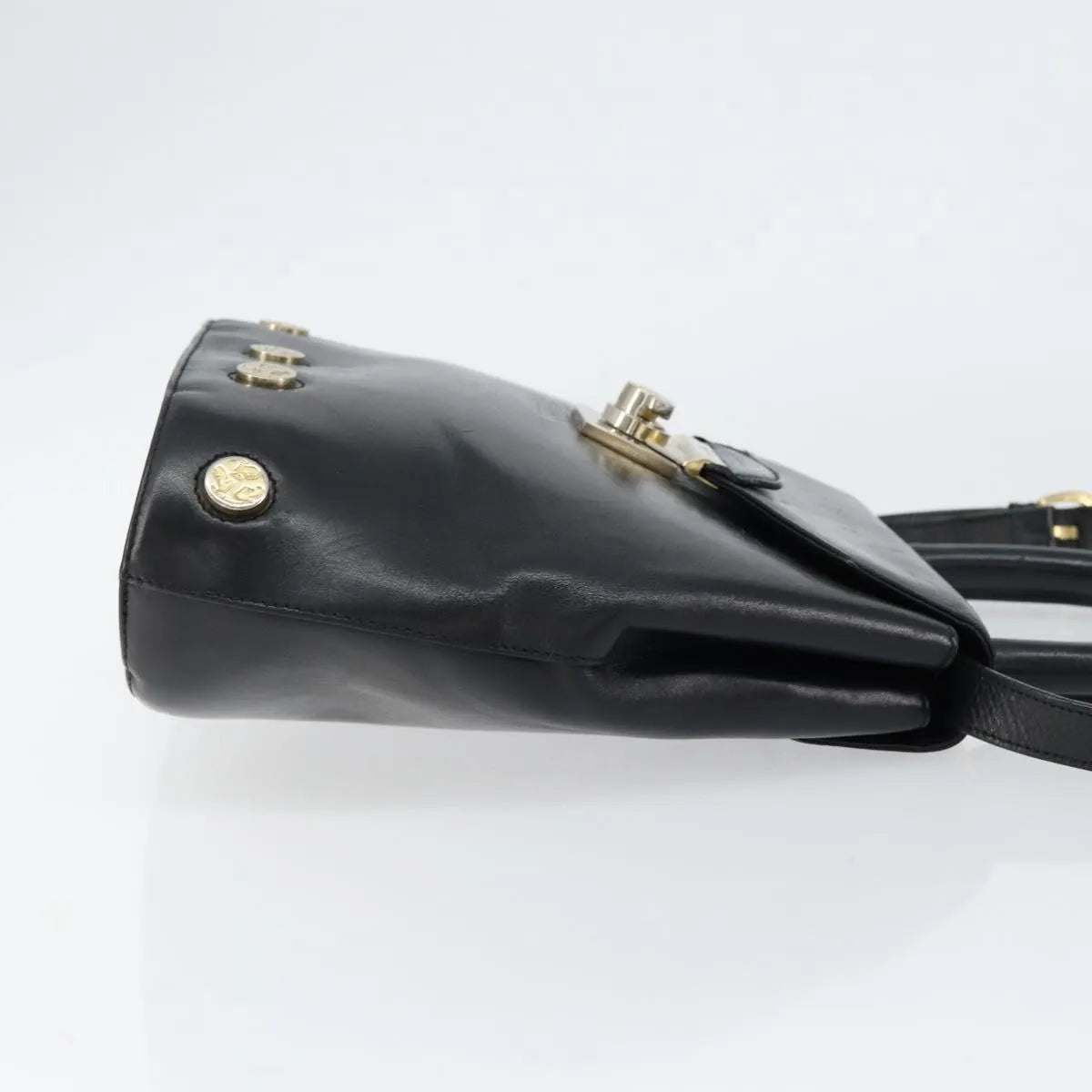 Salvatore Ferragamo Vintage Leather Black Leather Handbag (Pre-Owned)