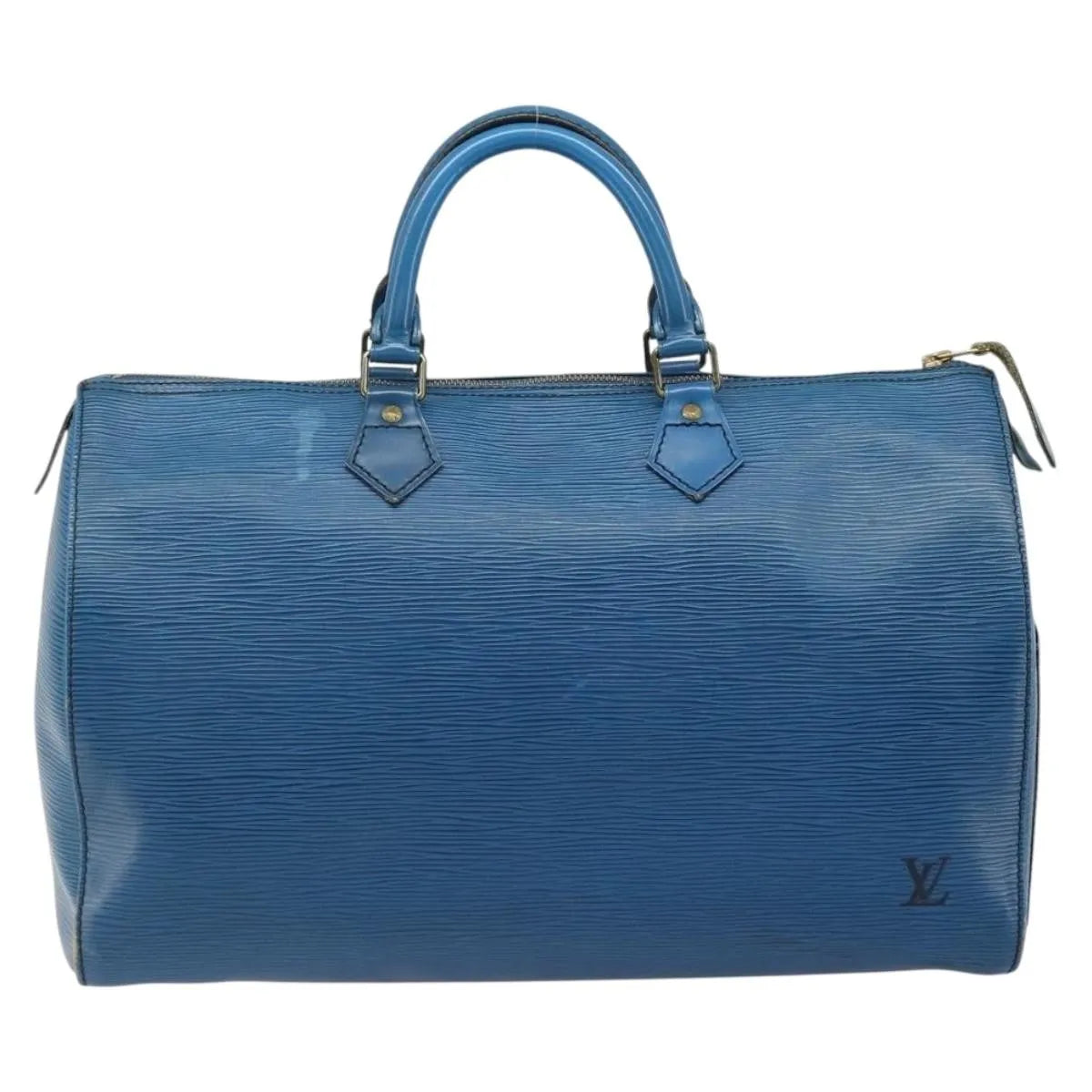 Louis Vuitton Speedy Handbag Epi Leather Blue Leather Handbag (Pre-Owned)