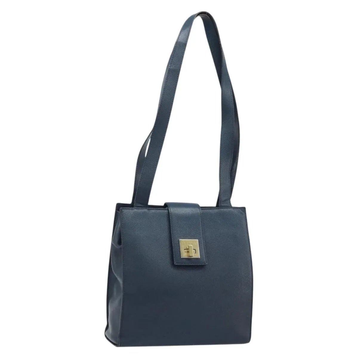 Celine Vintage Leather Navy Leather Shoulder Bag Bag (Pre-Owned)