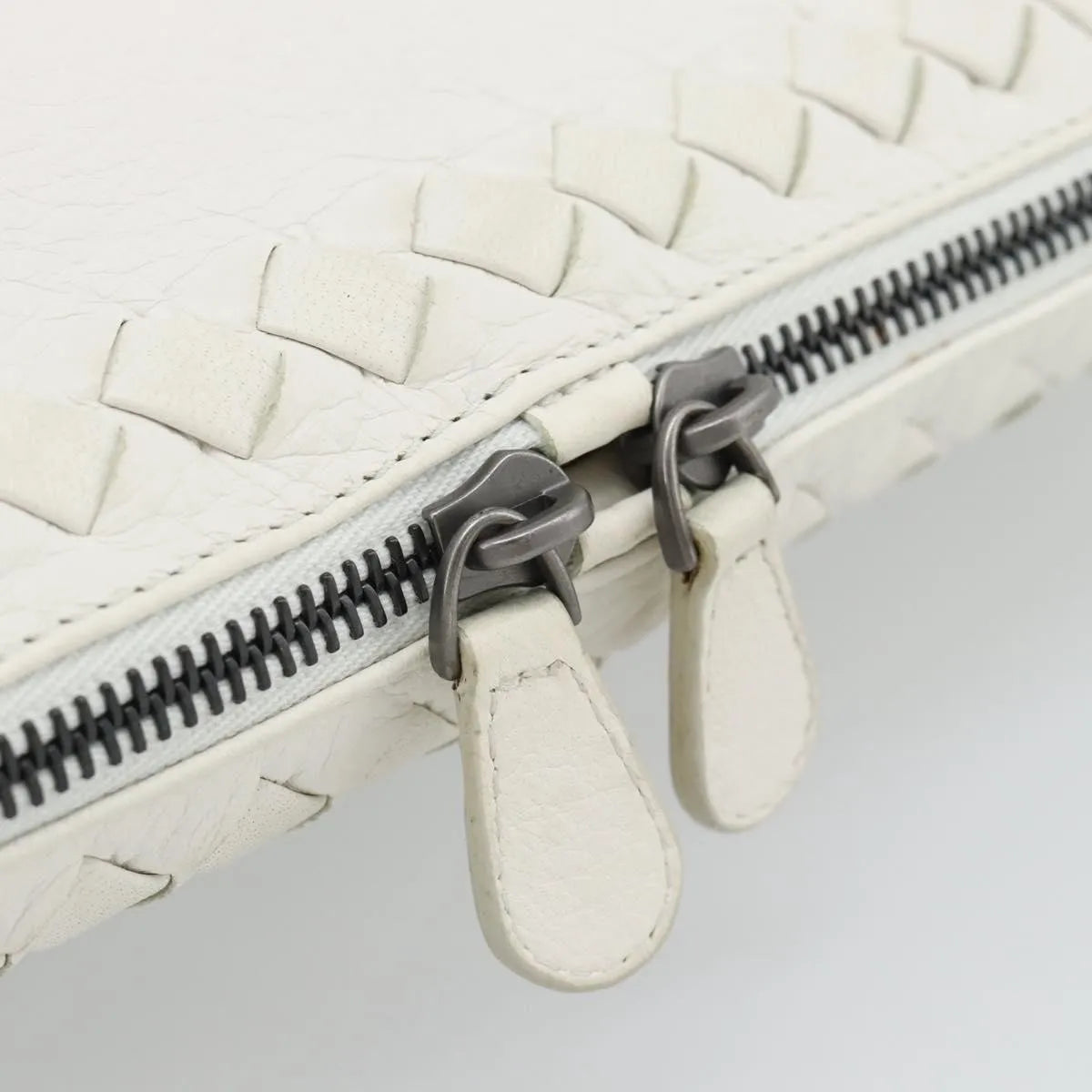 Bottega Veneta Belted Tote Intrecciato Nappa White Leather Tote Bag Bag (Pre-Owned)