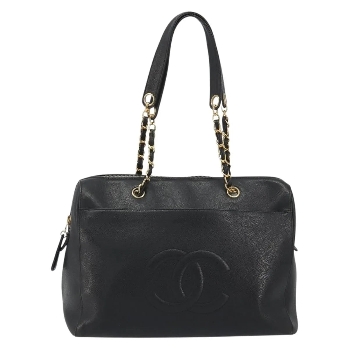 Chanel Vintage Timeless Zip Caviar Black Calfskin Shoulder Bag Bag (Pre-Owned)