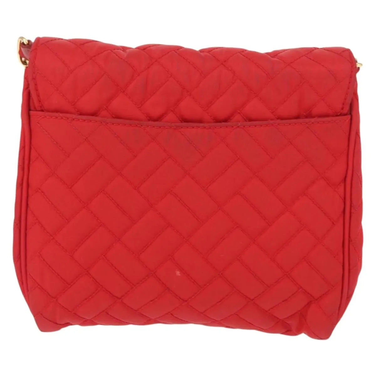 Prada Pushlock Chain Flap Quilted Tessuto Red Nylon Shoulder Bag Bag (Pre-Owned)