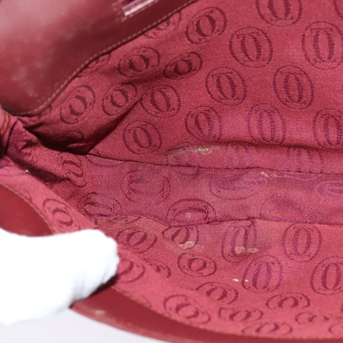Cartier Must De Cartier Clutch Leather Burgundy Leather Clutche & Pouche Bag (Pre-Owned)