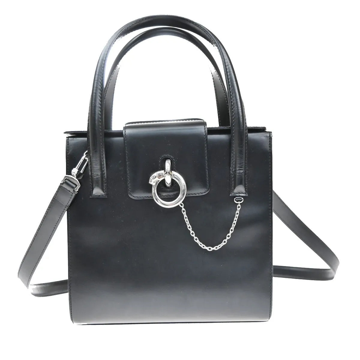 Cartier Panthère Leather Black Leather Handbag (Pre-Owned)
