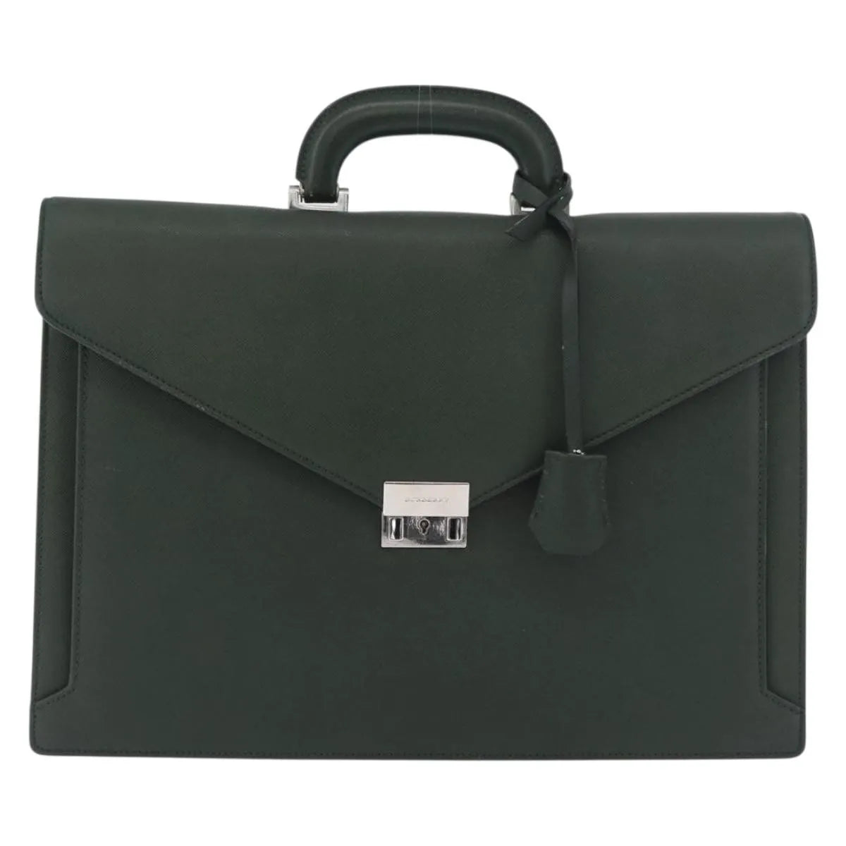 Burberry Briefcase Leather Green Leather Briefcase Bag (Pre-Owned)
