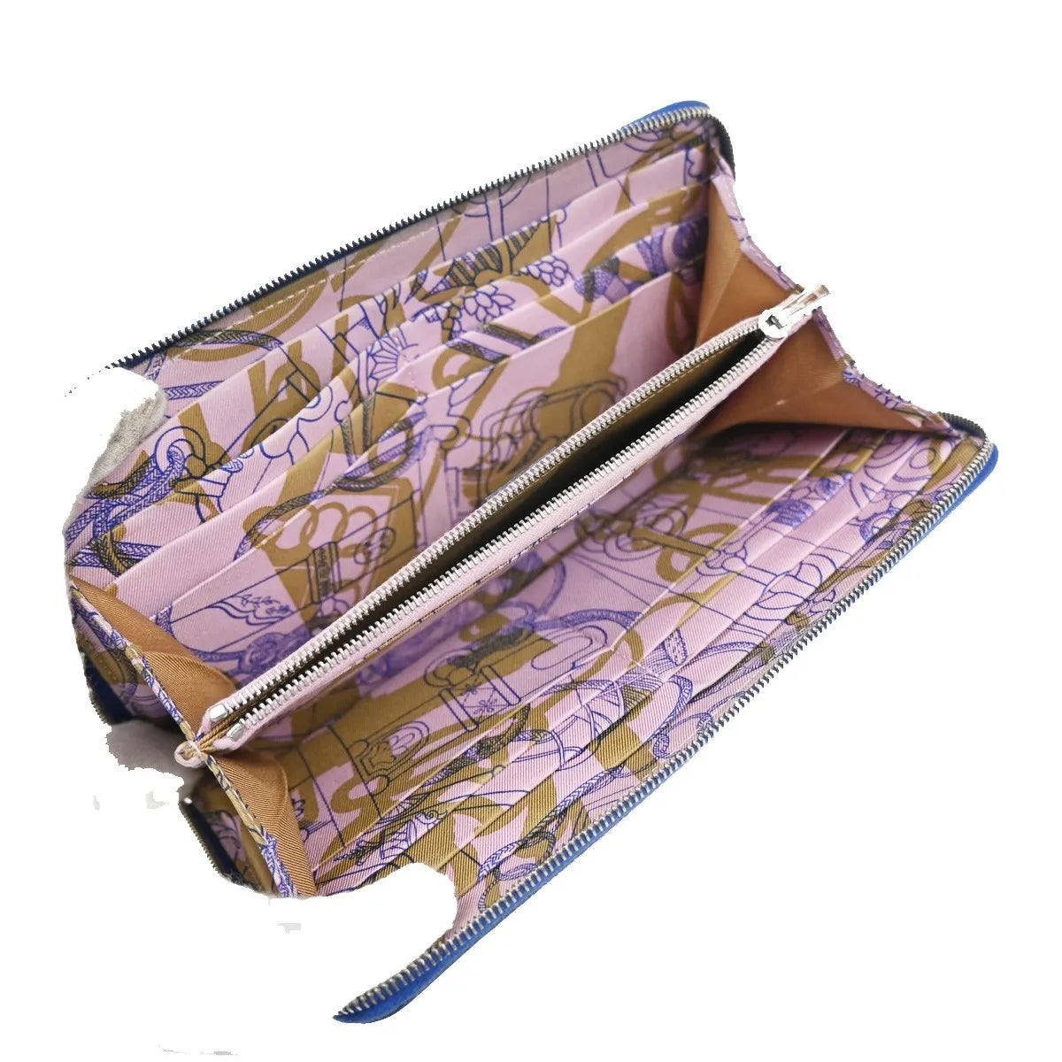 Hermes Azap Zip Around Silk'in Epsom Blue Leather Wallets Accessory (Pre-Owned)