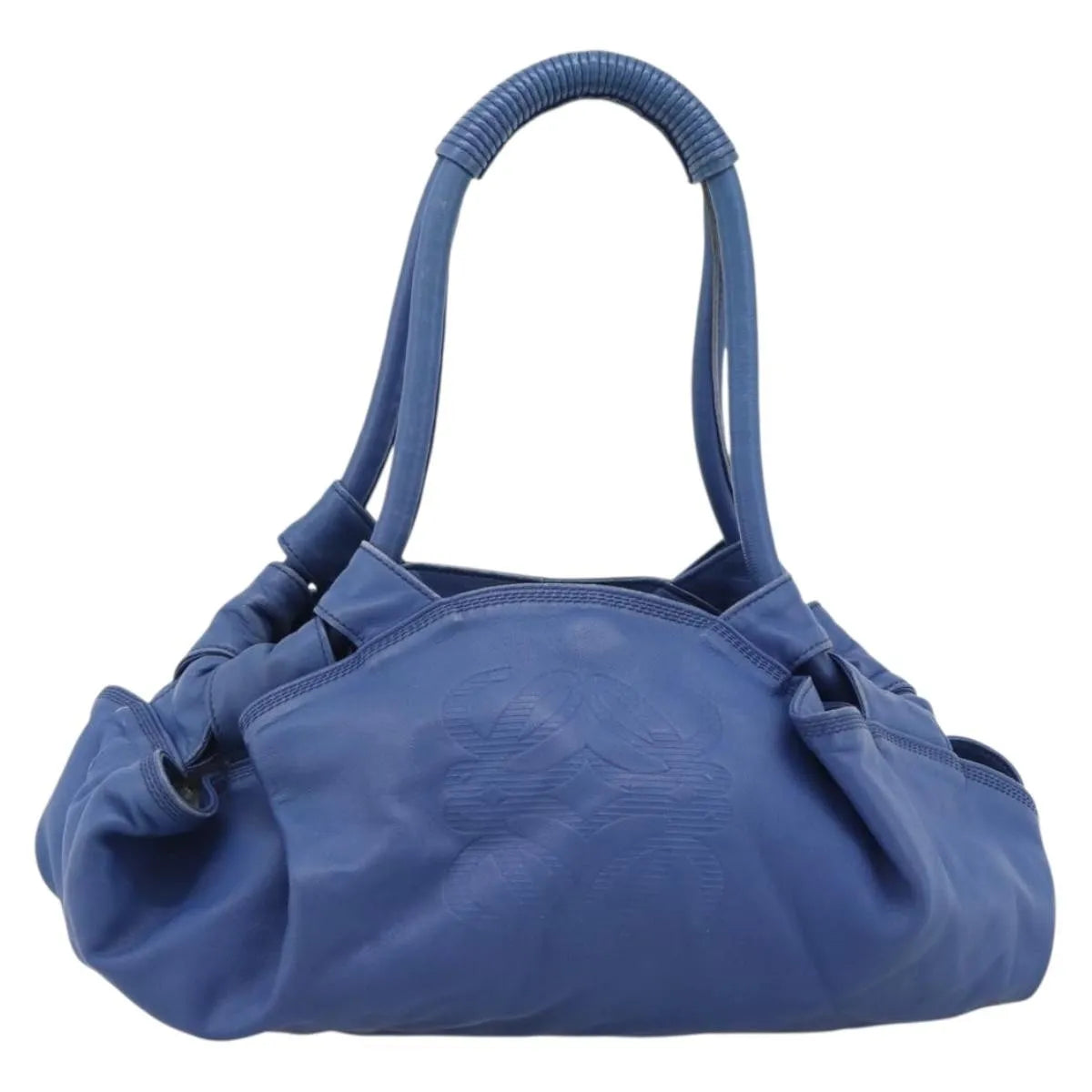 Loewe Anagram Logo Nappa Aire Hand Leather Blue Leather Handbag (Pre-Owned)