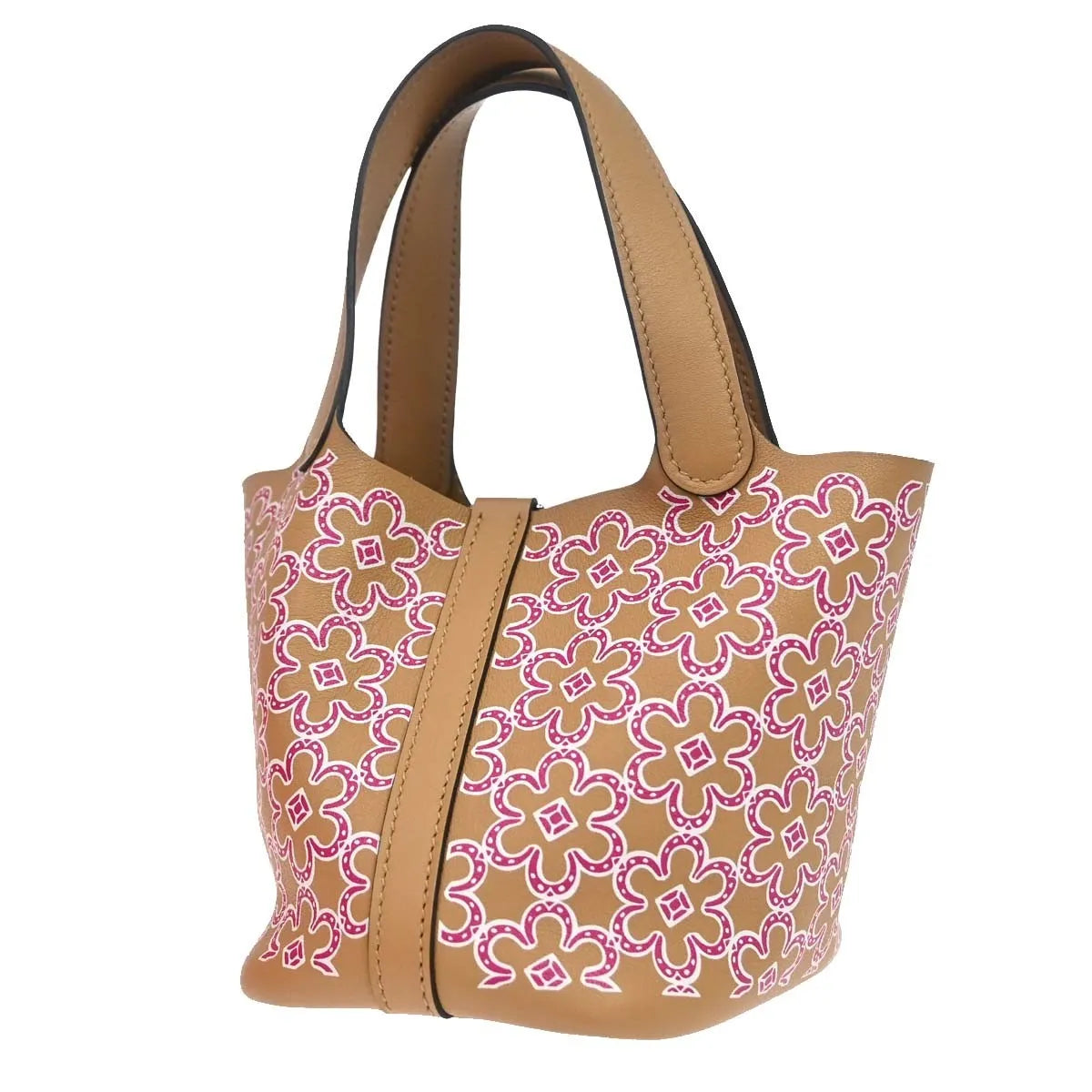 Hermes Picotin Lock Lucky Daisy Printed Swift Beige Leather Handbag (Pre-Owned)