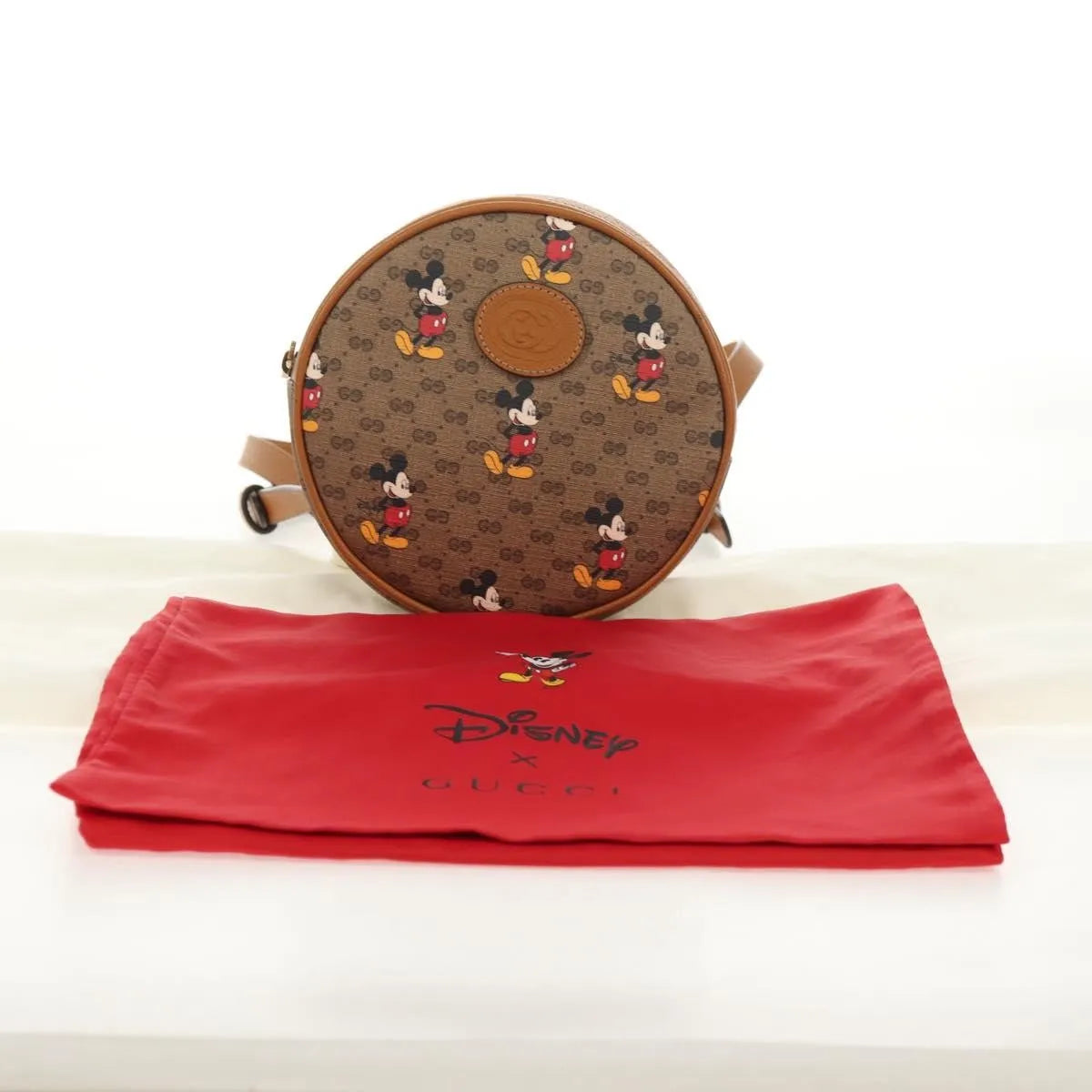 Gucci Disney Mickey Mouse Round Backpack (Outlet) Printed Mini Gg Coated Canvas Beige Canvas Backpack Bag (Pre-Owned)