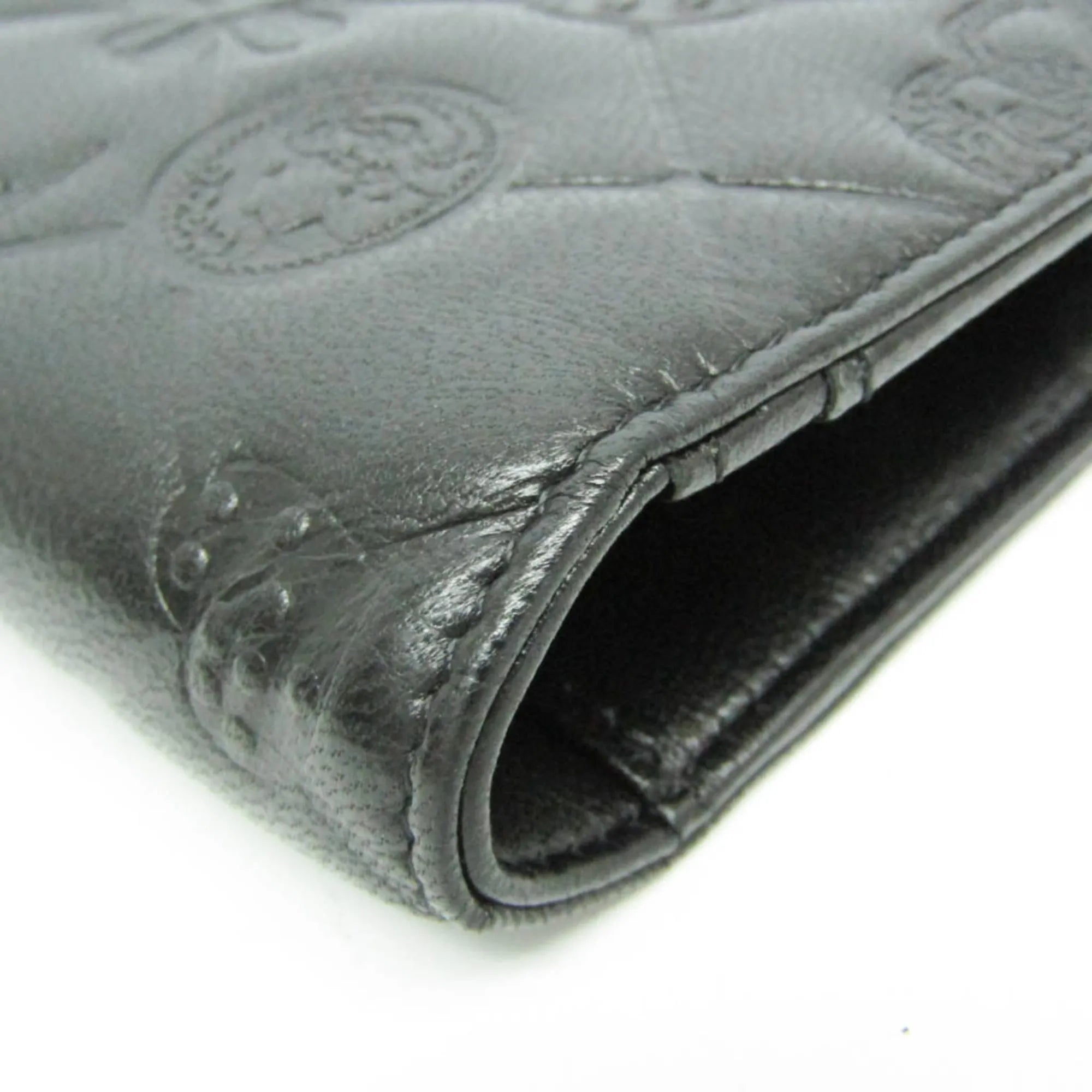 Chanel Lucky Symbols Yen Wallet Embossed Quilted Leather Black Leather Wallets Accessory (Pre-Owned)