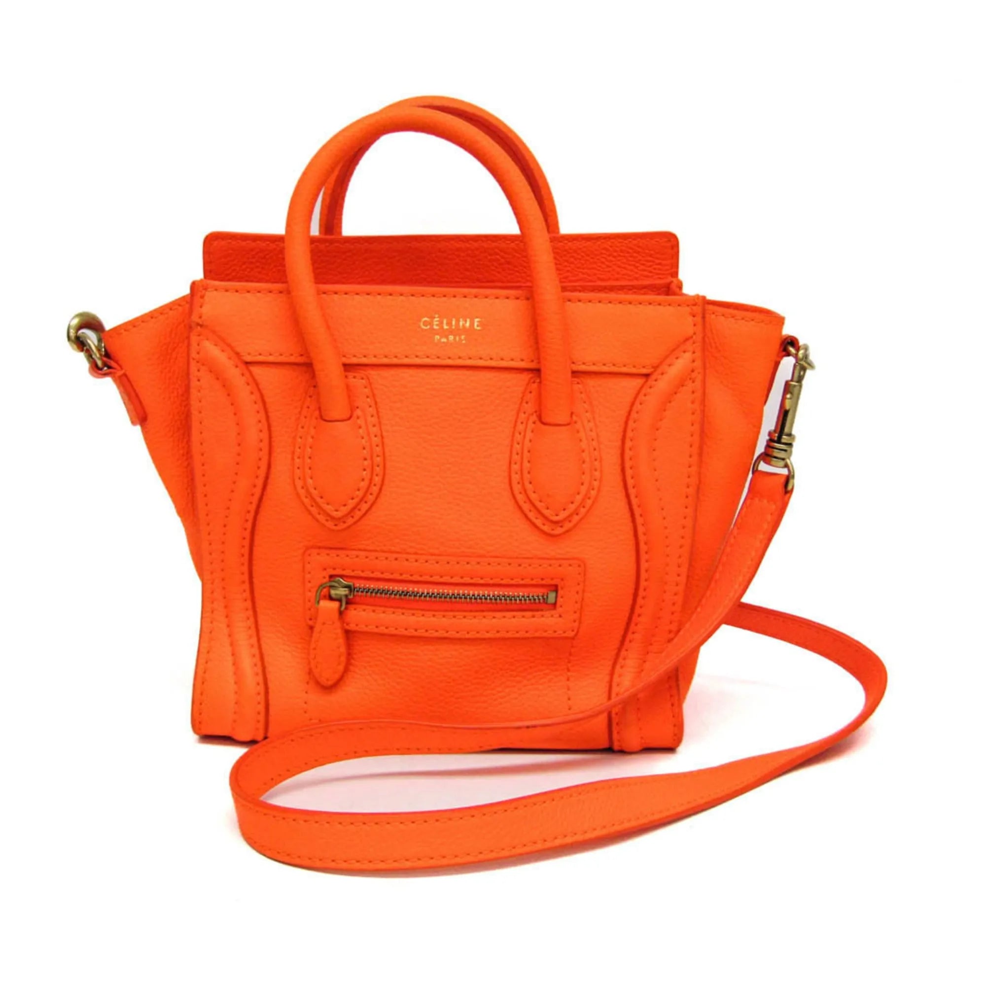 Celine Multicolor Luggage Leather Orange Leather Handbag (Pre-Owned)