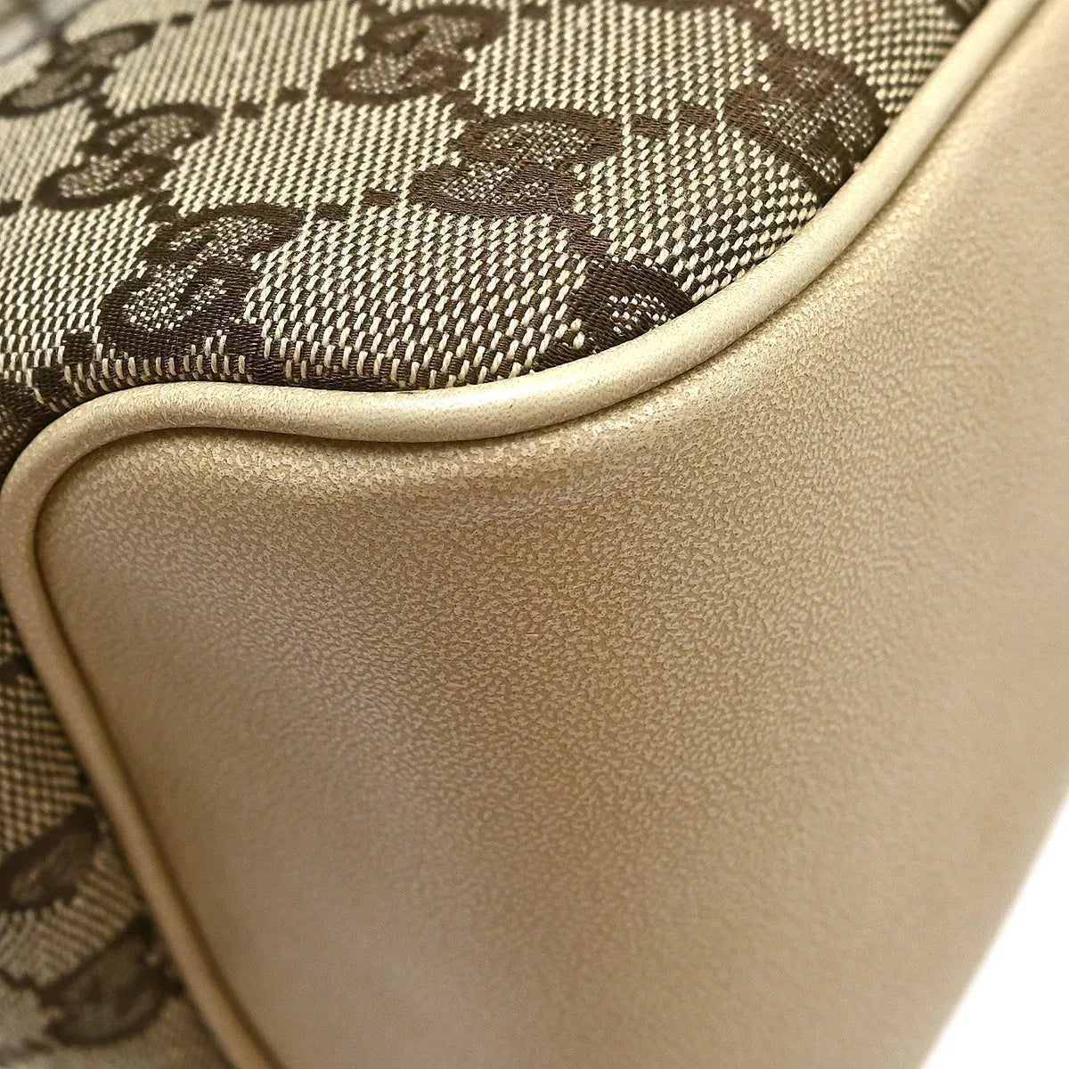 Gucci Miss Gg Tote Gg Canvas With Leather Beige Canvas Handbag (Pre-Owned)