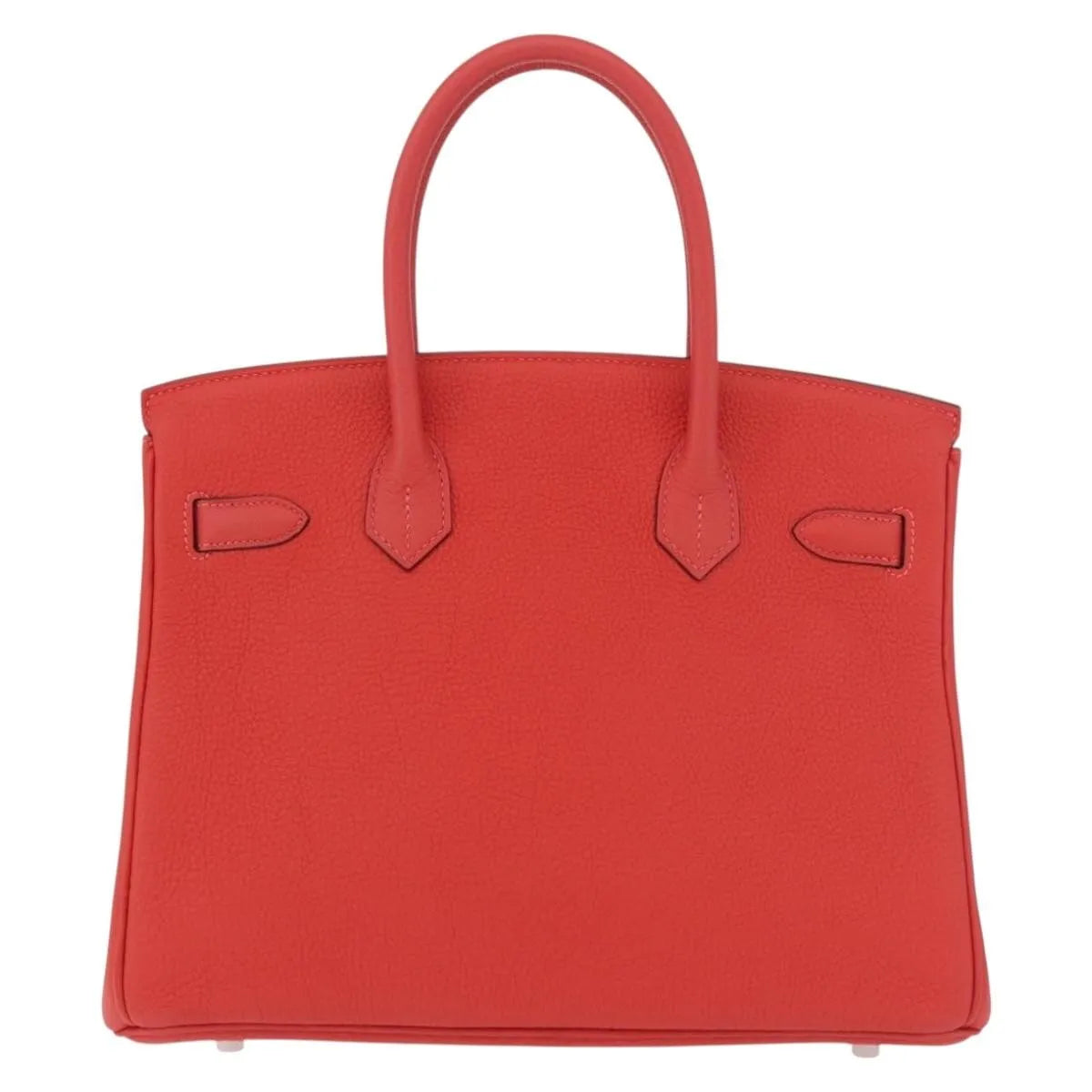Hermes Birkin Handbag Red Togo With Palladium Hardware Red Leather Handbag (Pre-Owned)