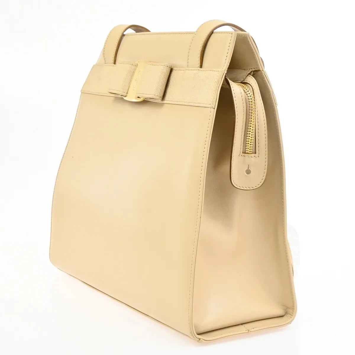 Salvatore Ferragamo Vala Leather Beige Leather Shoulder Bag Bag (Pre-Owned)