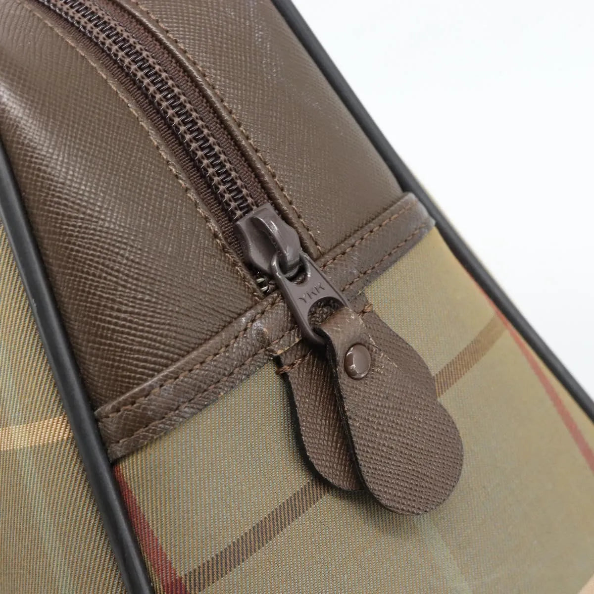 Burberry Nova Check Boston Canvas Beige Canvas Handbag (Pre-Owned)