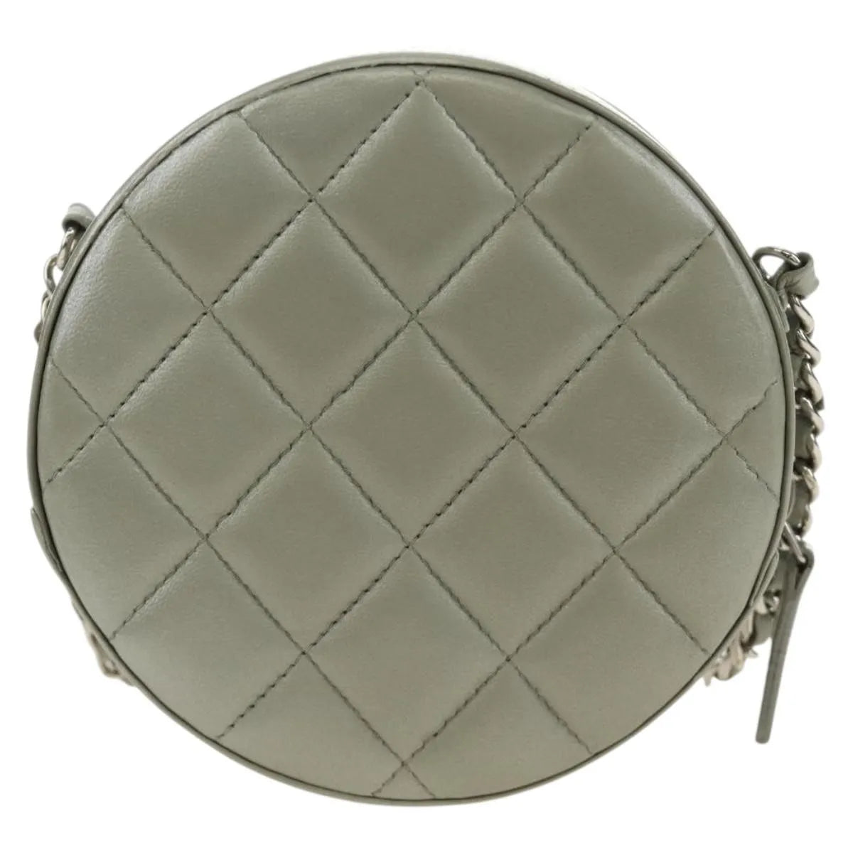 Chanel Round Clutch With Chain Sequins Gray Leather Clutche & Pouche Bag (Pre-Owned)
