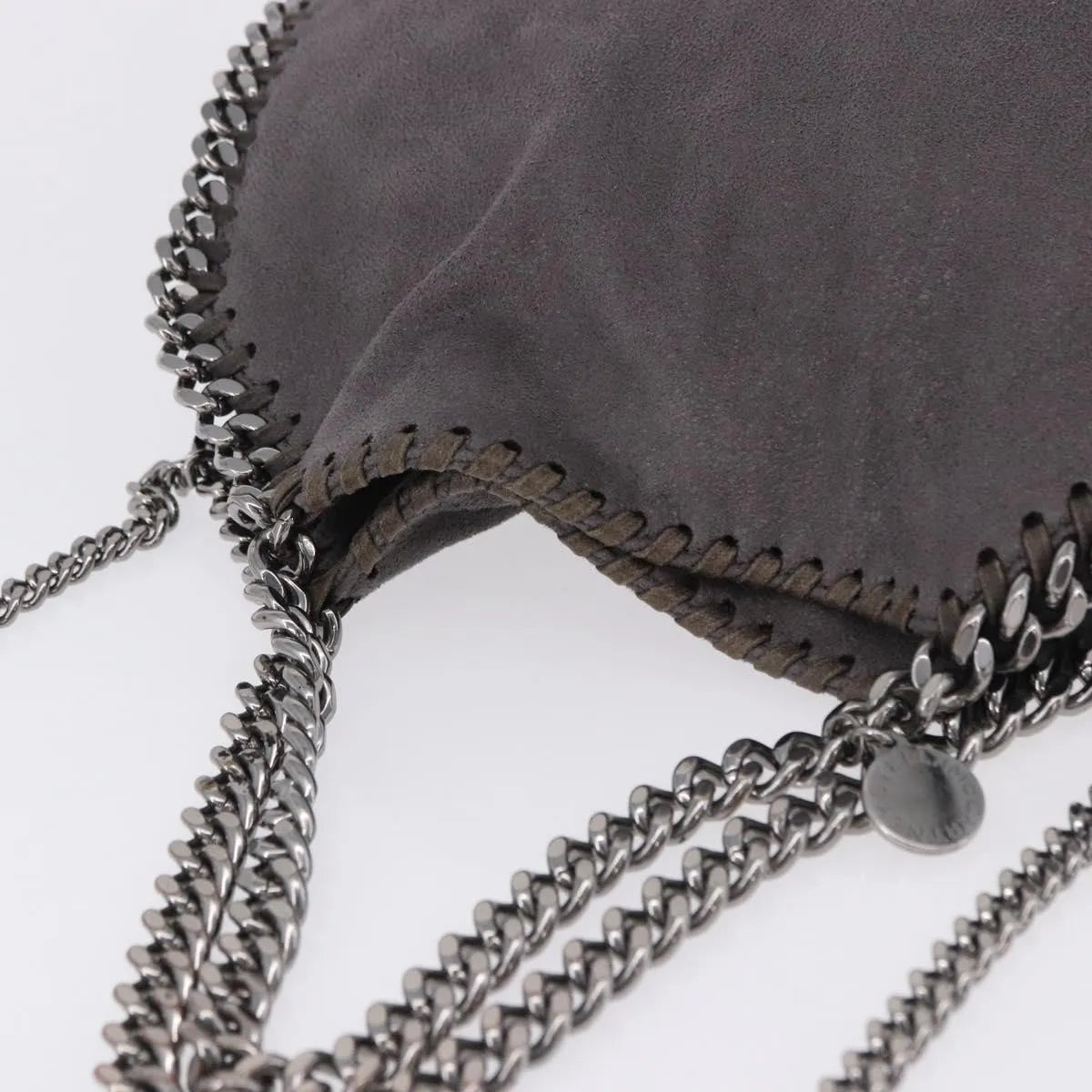 Stella Mccartney Falabella Fold Over Faux Leather Gray Polyester Shoulder Bag Bag (Pre-Owned)