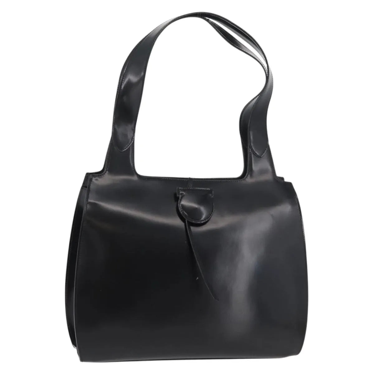 Salvatore Ferragamo Gancini Tote Patent Leather Black Patent_Leather Tote Bag Bag (Pre-Owned)