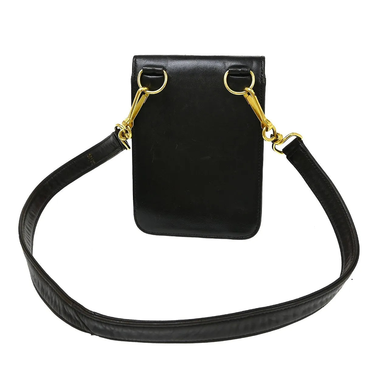 Chanel Vintage Button Waist Bag Quilted Lambskin Black Leather Shoulder Bag Bag (Pre-Owned)