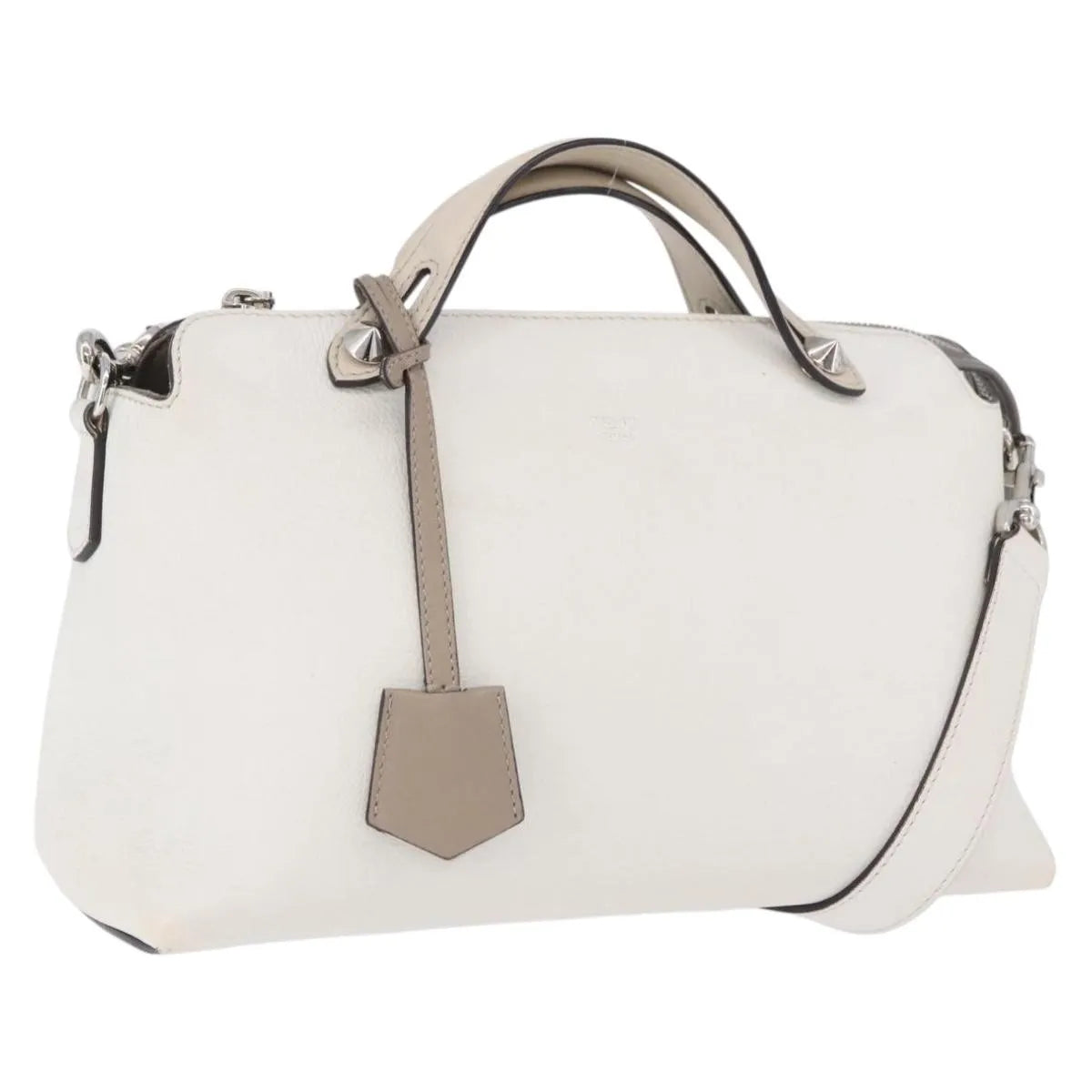 Fendi By The Way Satchel M White Leather Crossbody Bag Bag (Pre-Owned)