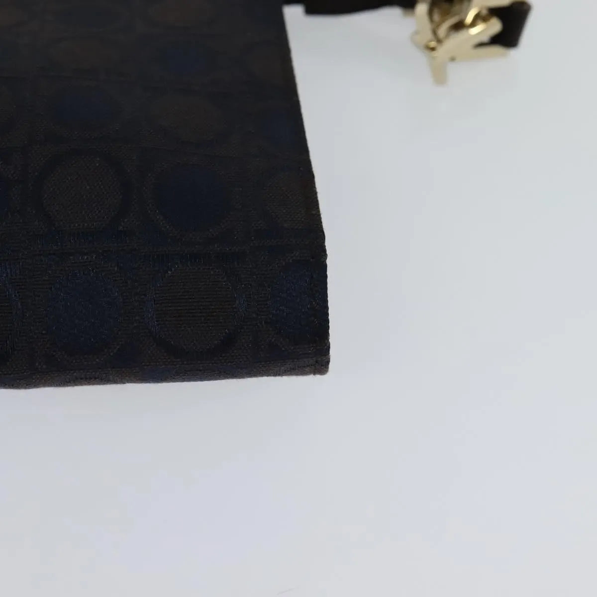 Salvatore Ferragamo Gancini Canvas Navy Canvas Handbag (Pre-Owned)