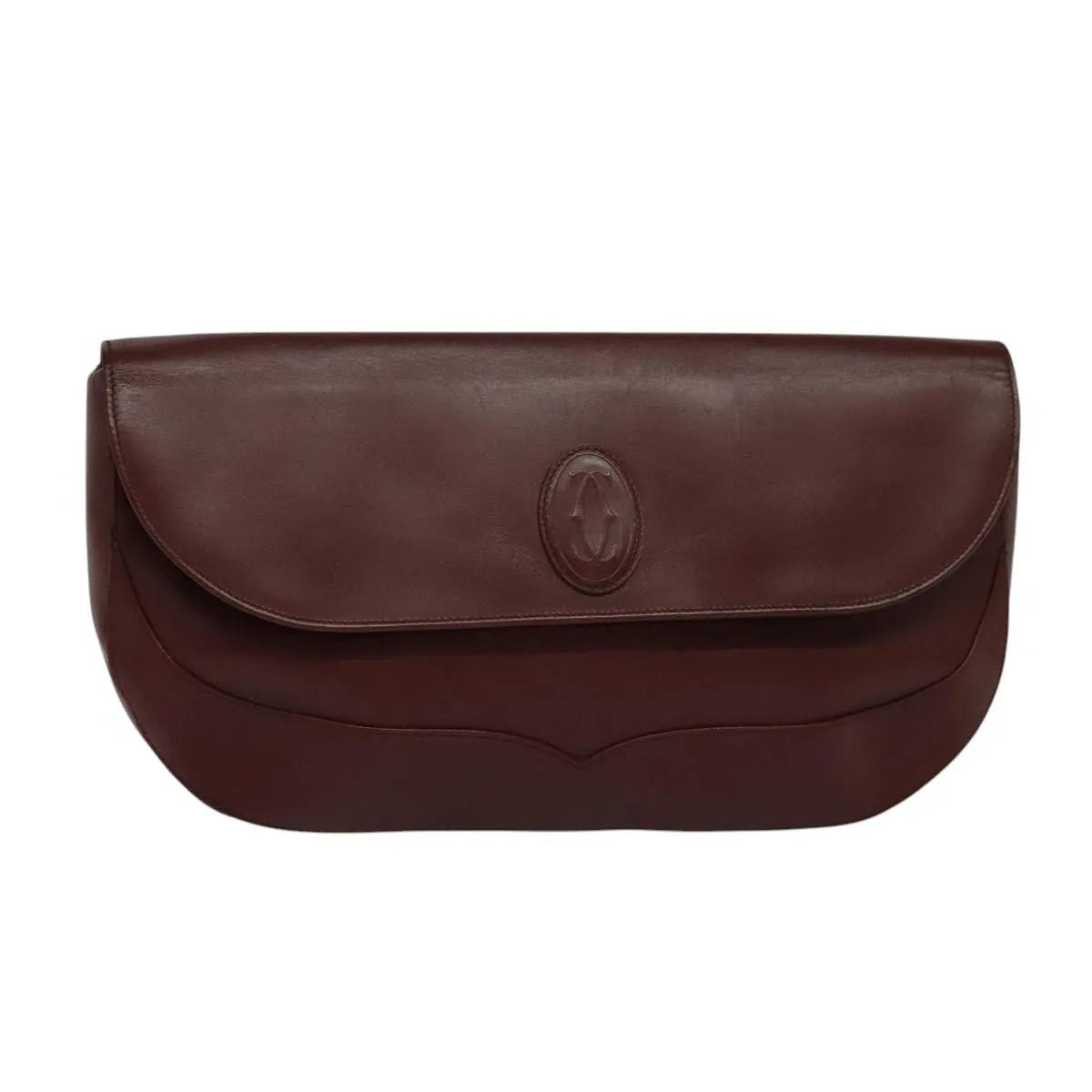 Cartier Must De Cartier Clutch Leather Burgundy Leather Clutche & Pouche Bag (Pre-Owned)