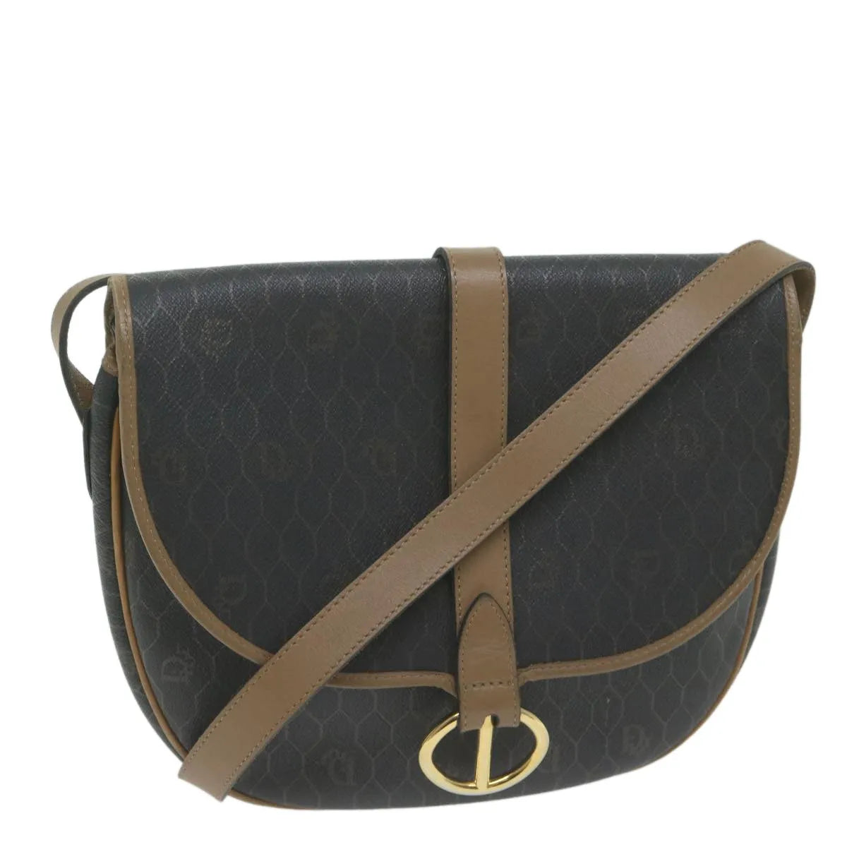 Christian Dior Vintage Cd Flap Canvas Black Canvas Shoulder Bag Bag (Pre-Owned)