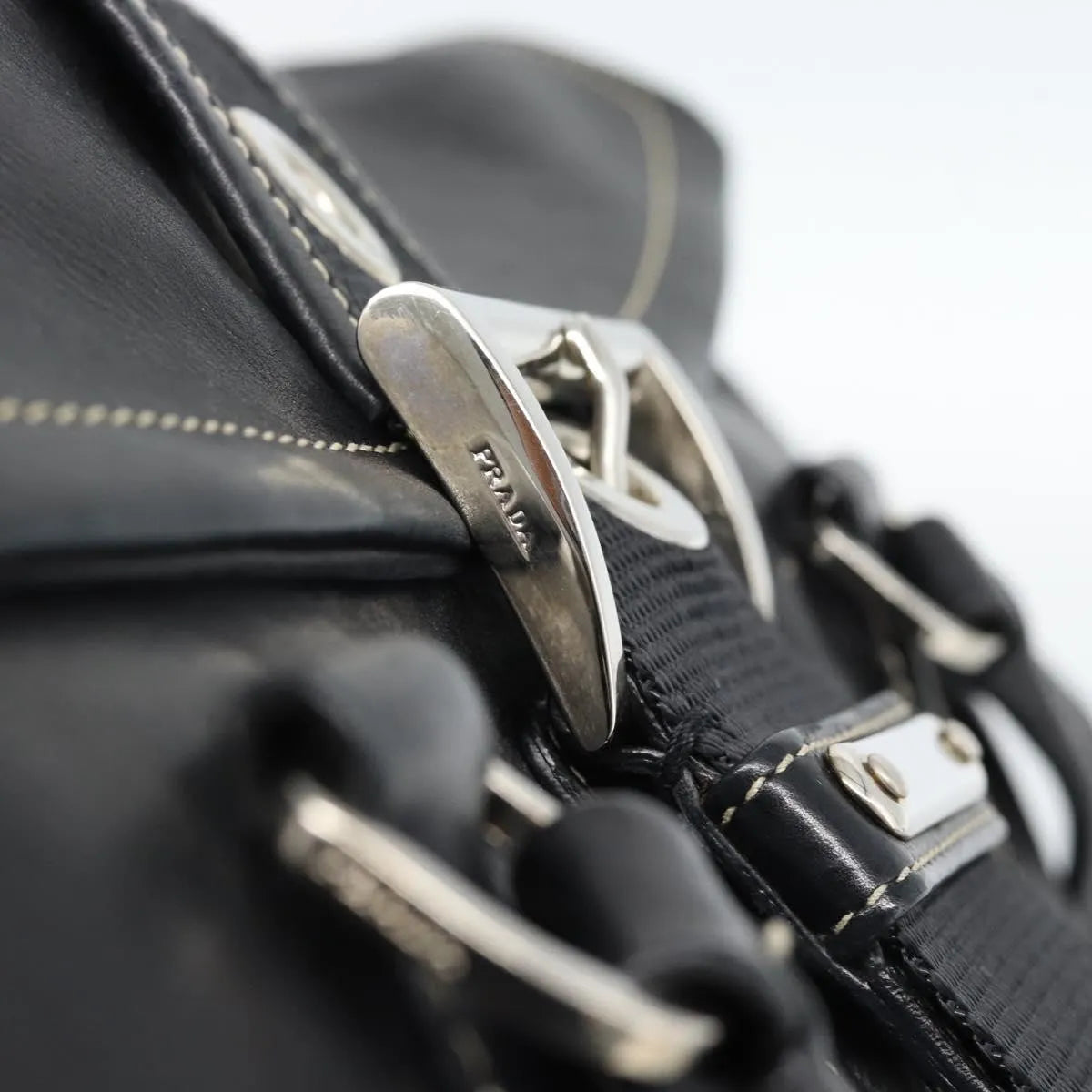 Prada Convertible Shopping Tote Saffiano Leather Saffiano Leather Black Leather Tote Bag Bag (Pre-Owned)