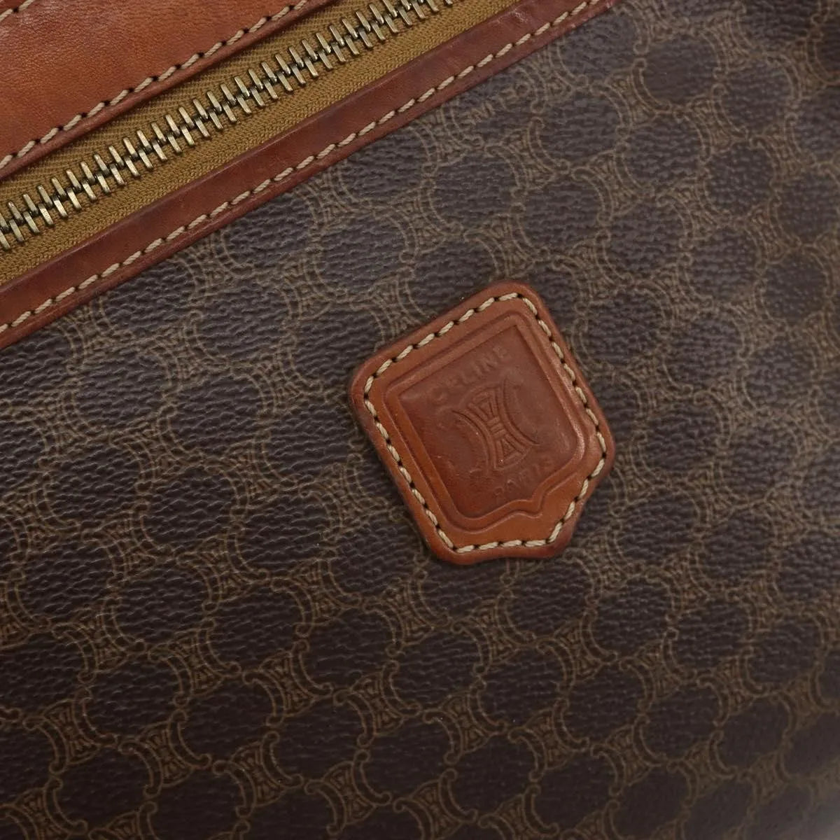 Celine Logo Triomphe Canvas And Leather Brown Canvas Clutche & Pouche Bag (Pre-Owned)