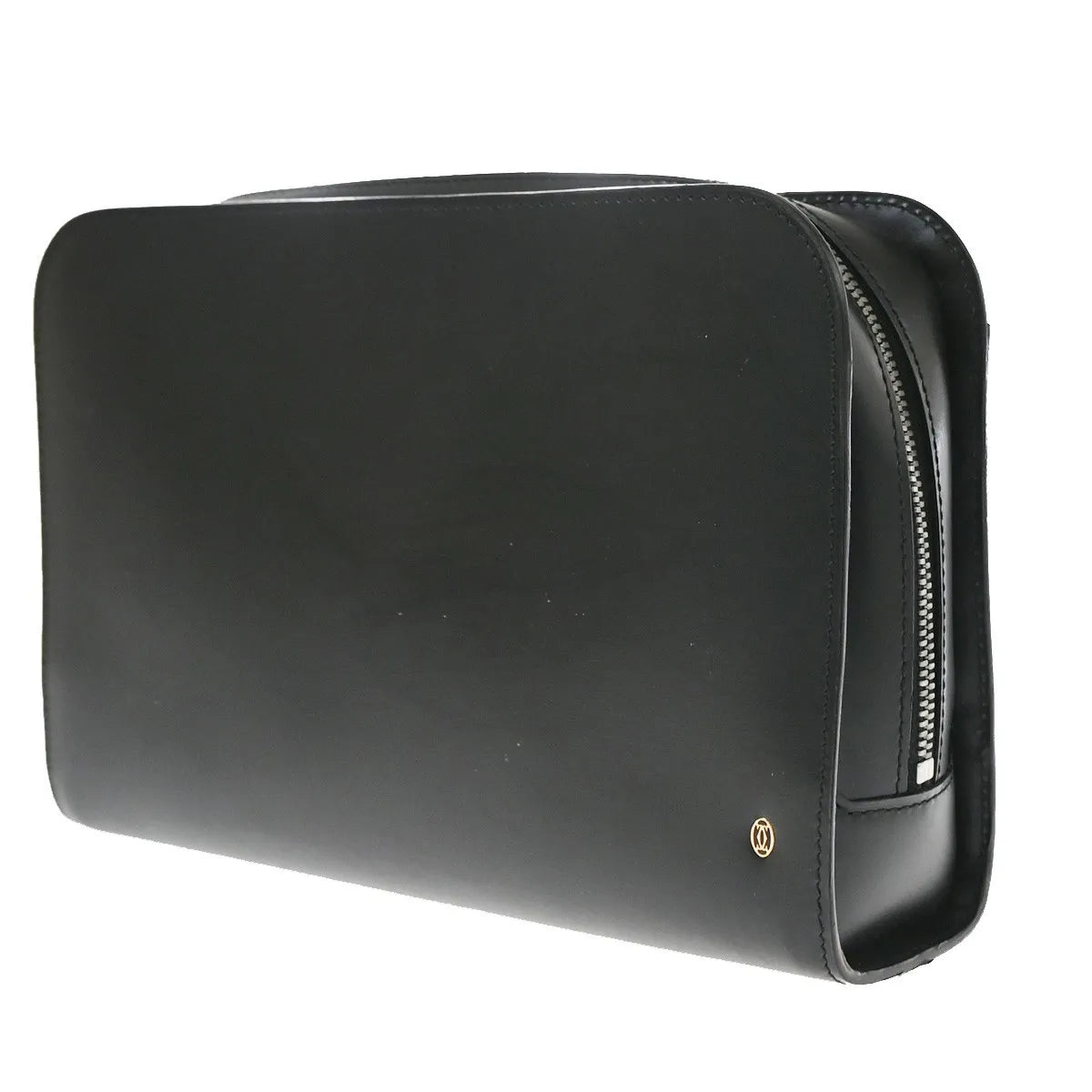 Cartier Pouch With A Handle Box Calf Black Leather Clutche & Pouche Bag (Pre-Owned)