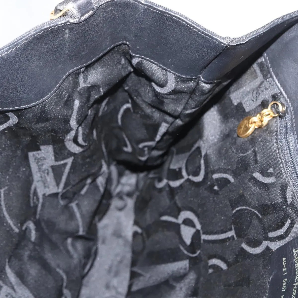 Salvatore Ferragamo Vala Nylon Black Nylon Shoulder Bag Bag (Pre-Owned)