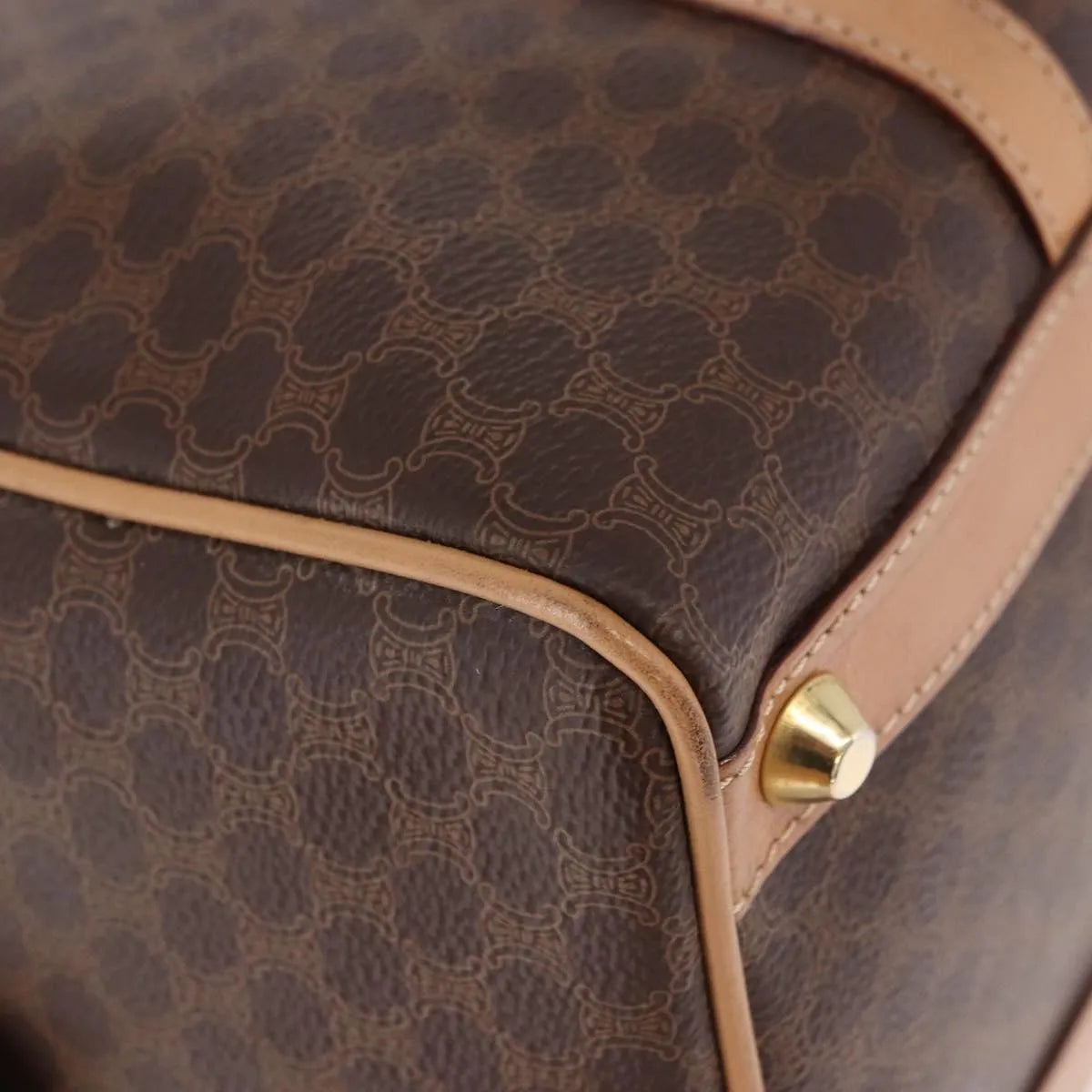 Celine Vintage Macadam Boston Canvas And Leather Brown Pvc Handbag (Pre-Owned)