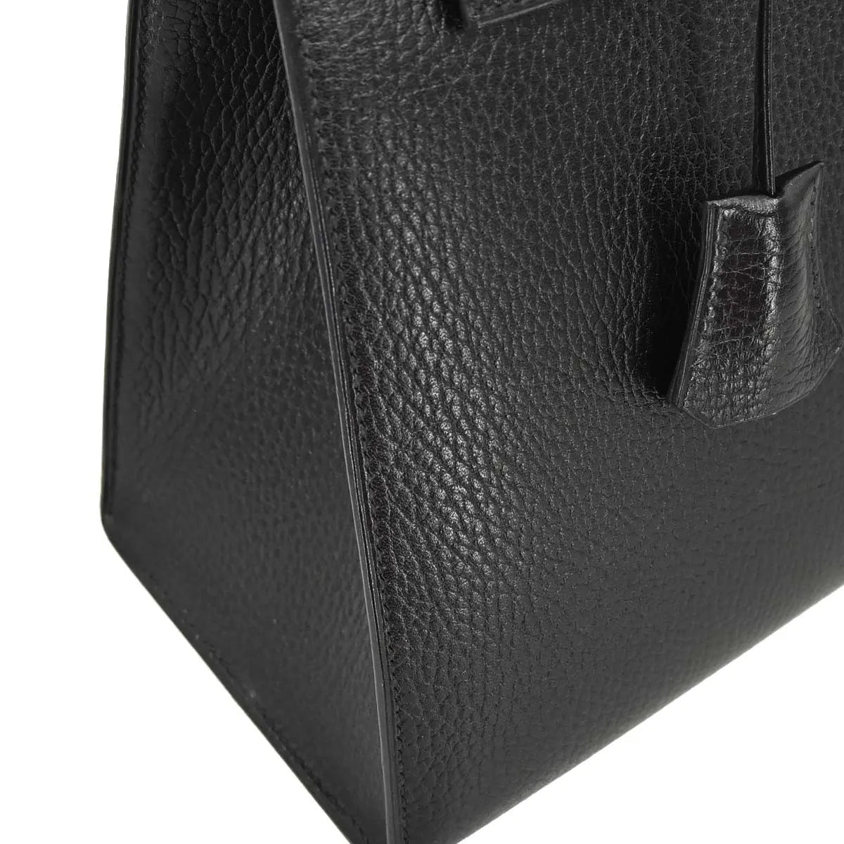 Hermes Kelly Handbag Black Ardennes With Gold Hardware Black Leather Handbag (Pre-Owned)