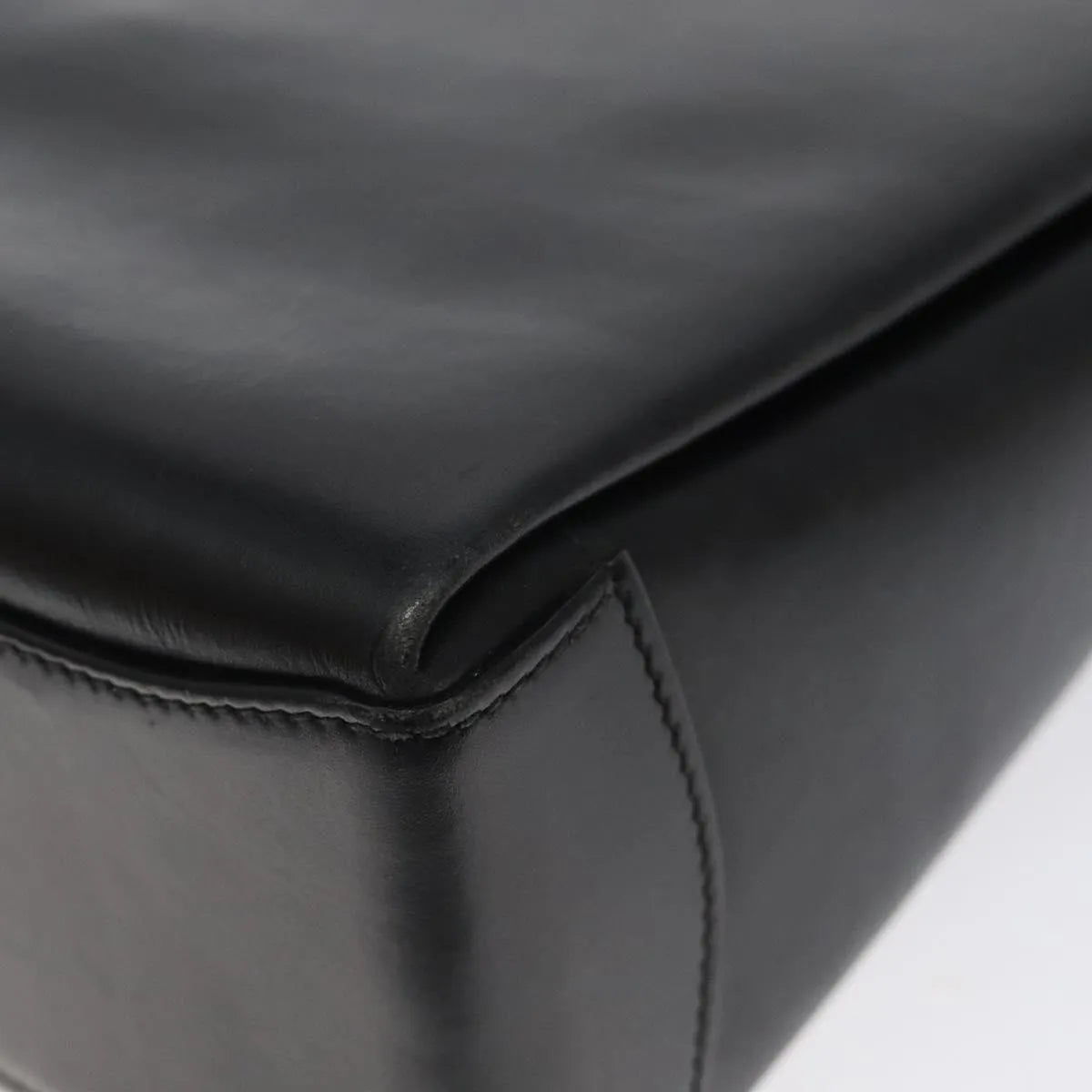 Gucci Vintage Convertible Box Leather Black Leather Handbag (Pre-Owned)