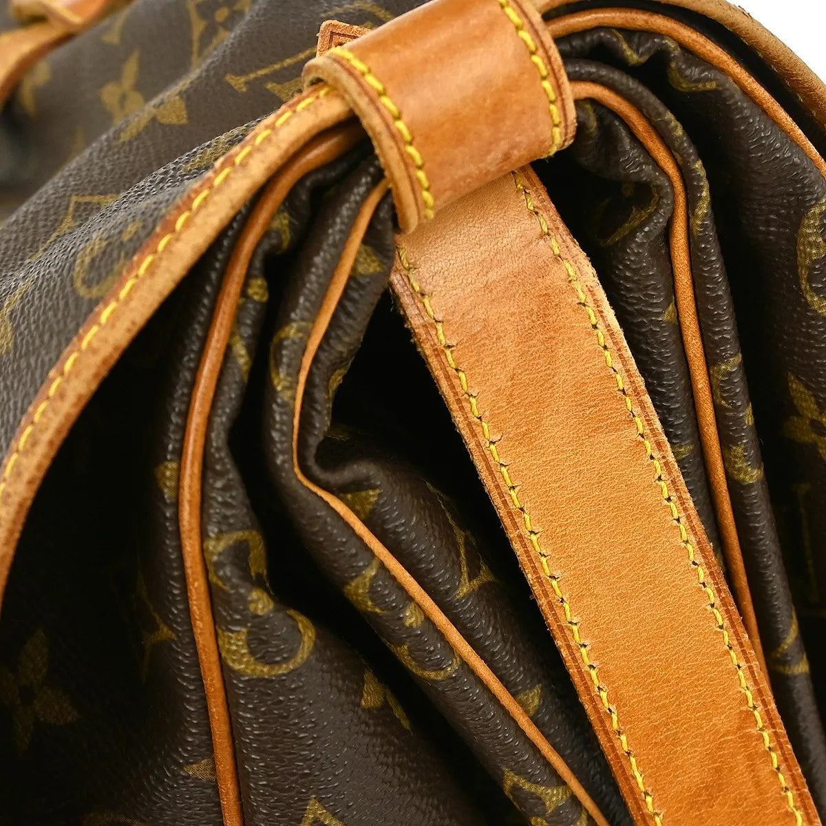 Louis Vuitton Saumur Handbag Monogram Canvas Brown Canvas Shoulder Bag Bag (Pre-Owned)