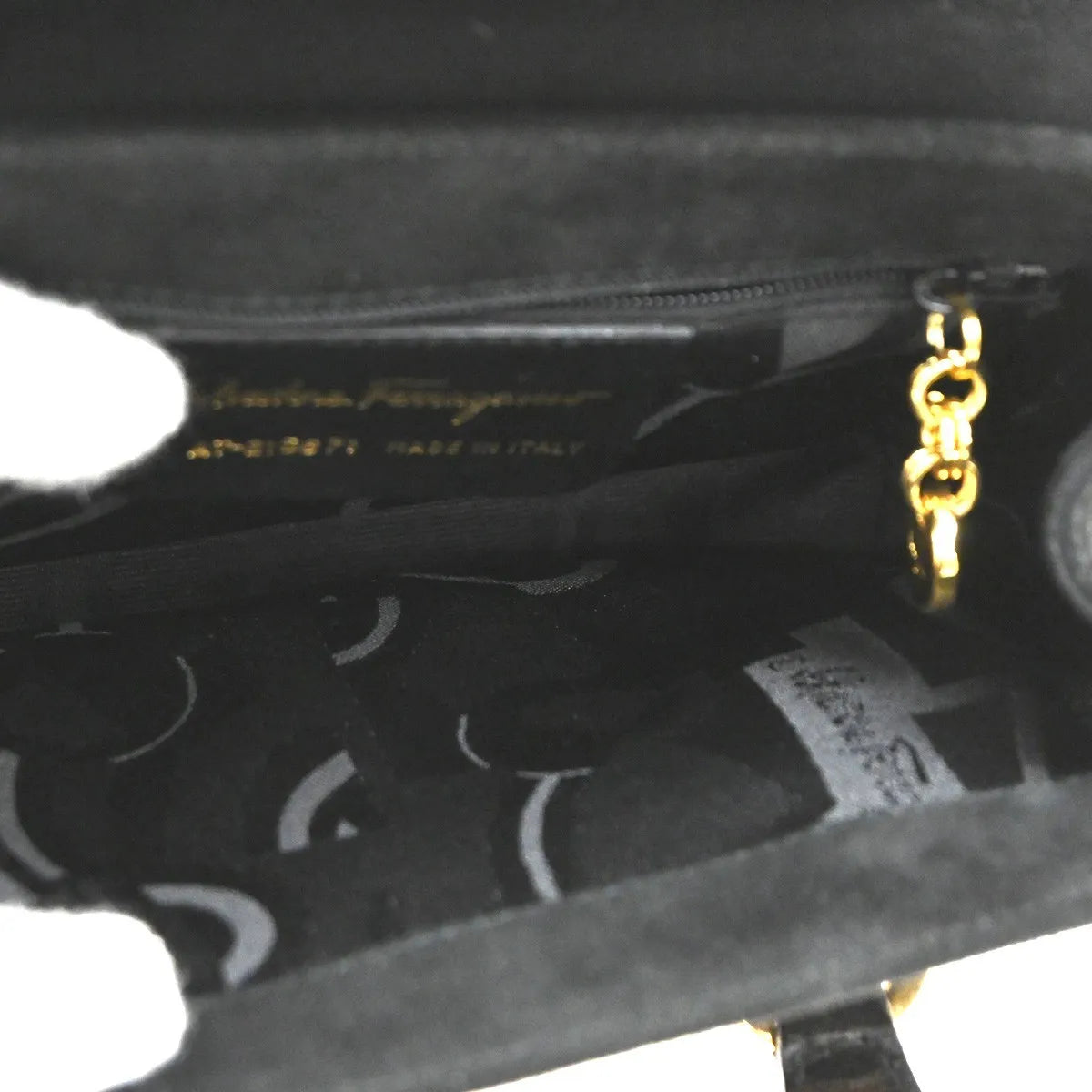 Salvatore Ferragamo Gancini Suede Black Suede Handbag (Pre-Owned)