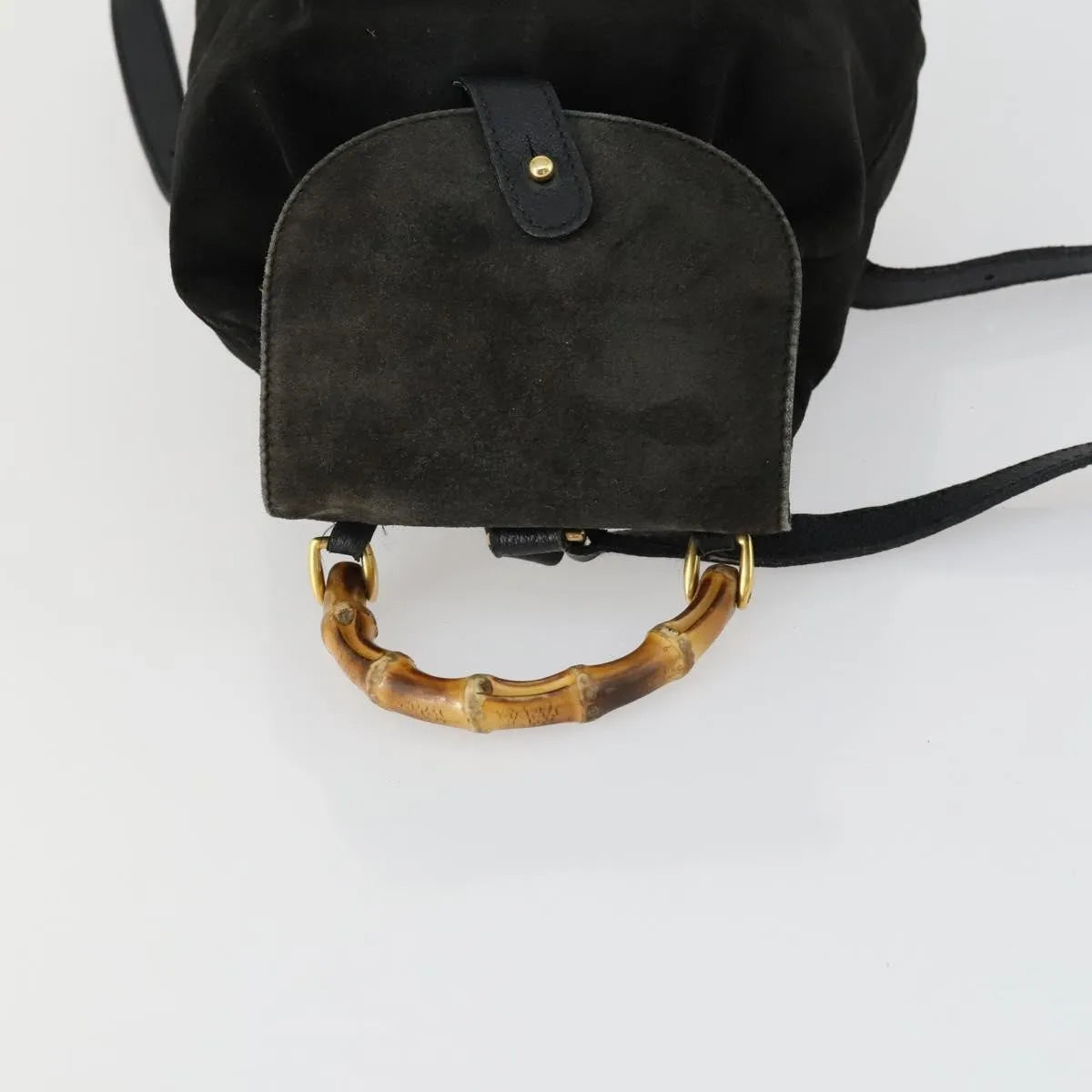 Gucci Vintage Bamboo Suede Black Leather Backpack Bag (Pre-Owned)