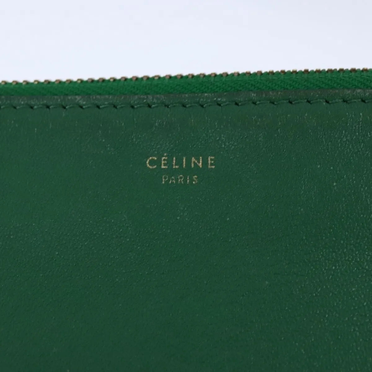 Celine Trio Leather Green Leather Shoulder Bag Bag (Pre-Owned)